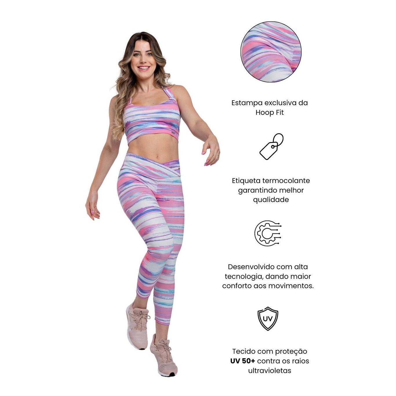 Calça Legging Hoopfit Cós Médio Estampada Fanni - Feminina - Foto 2