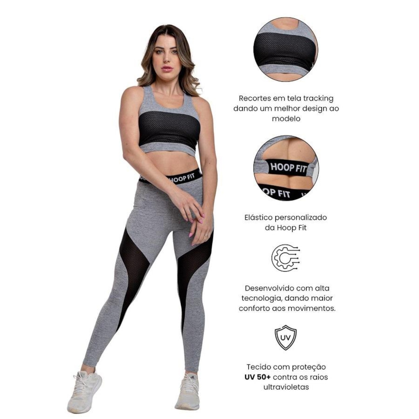 Top Nadador Fitness Hoopfit Academia Grey - Feminino - Foto 2