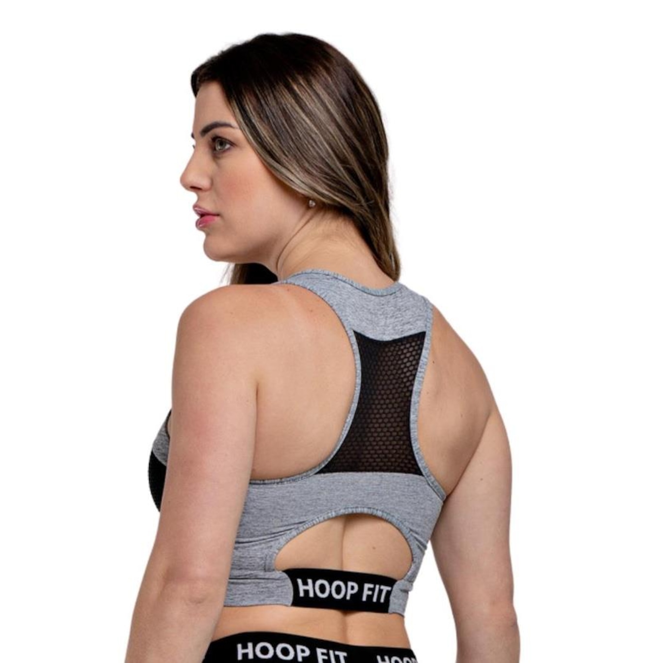 Top Nadador Fitness Hoopfit Academia Grey - Feminino - Foto 4