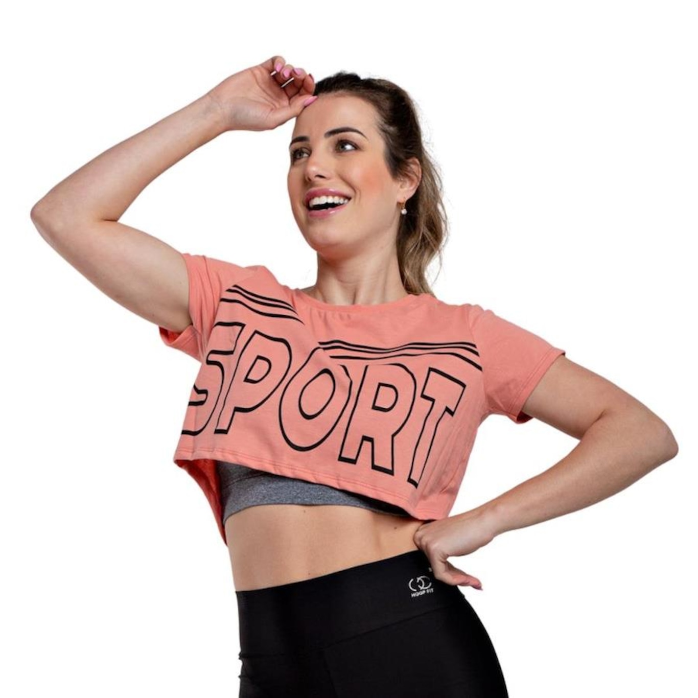 Blusa Cropped Fitness Básico Hoopfit Academia - Feminina em Promoção