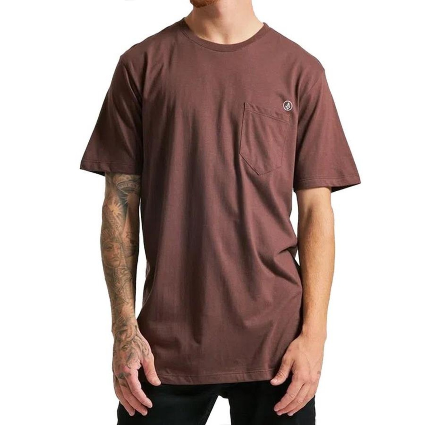 Camiseta Volcom Long Fit Solid Pocket - Masculina - Foto 1