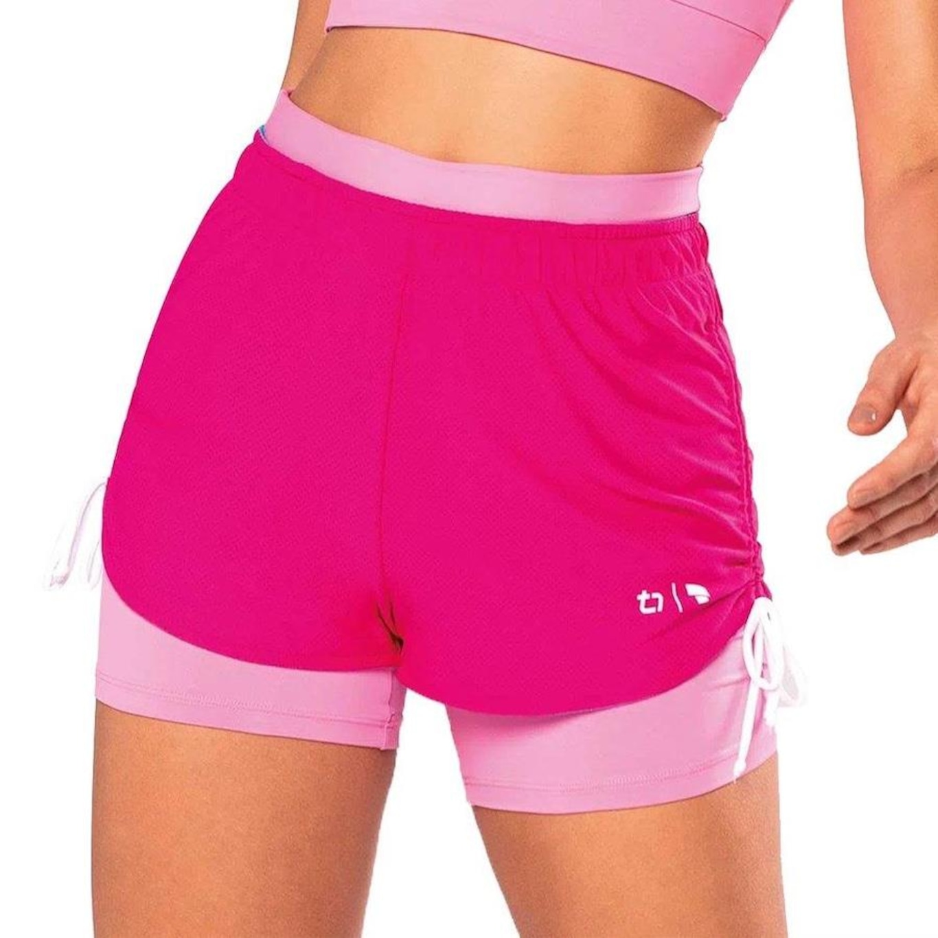 Shorts 3 em 1 Alto Giro Dupla Face - Feminino - Foto 1