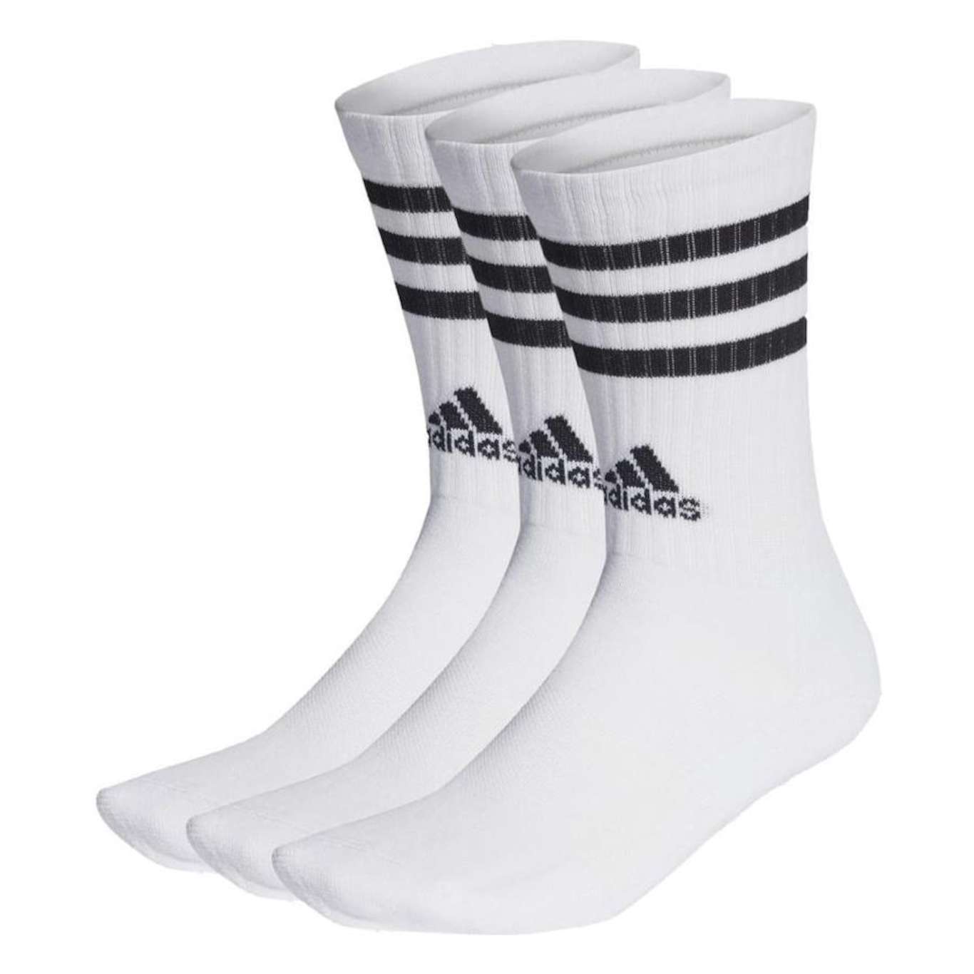 Kit de Meia adidas Adulto Cano Alto 3 Listras - 3 Pares - Foto 1