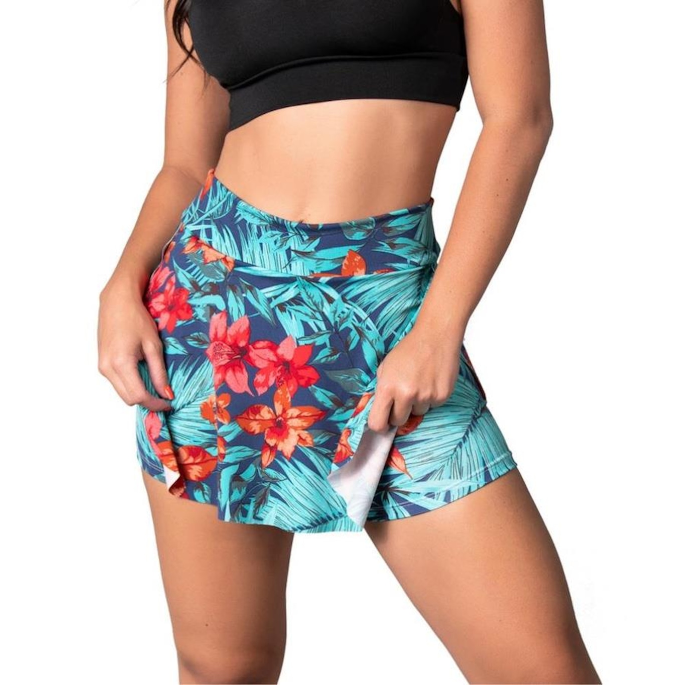 Short Saia Tapa Bumbum MVB Modas Estampado - Feminino - Foto 1