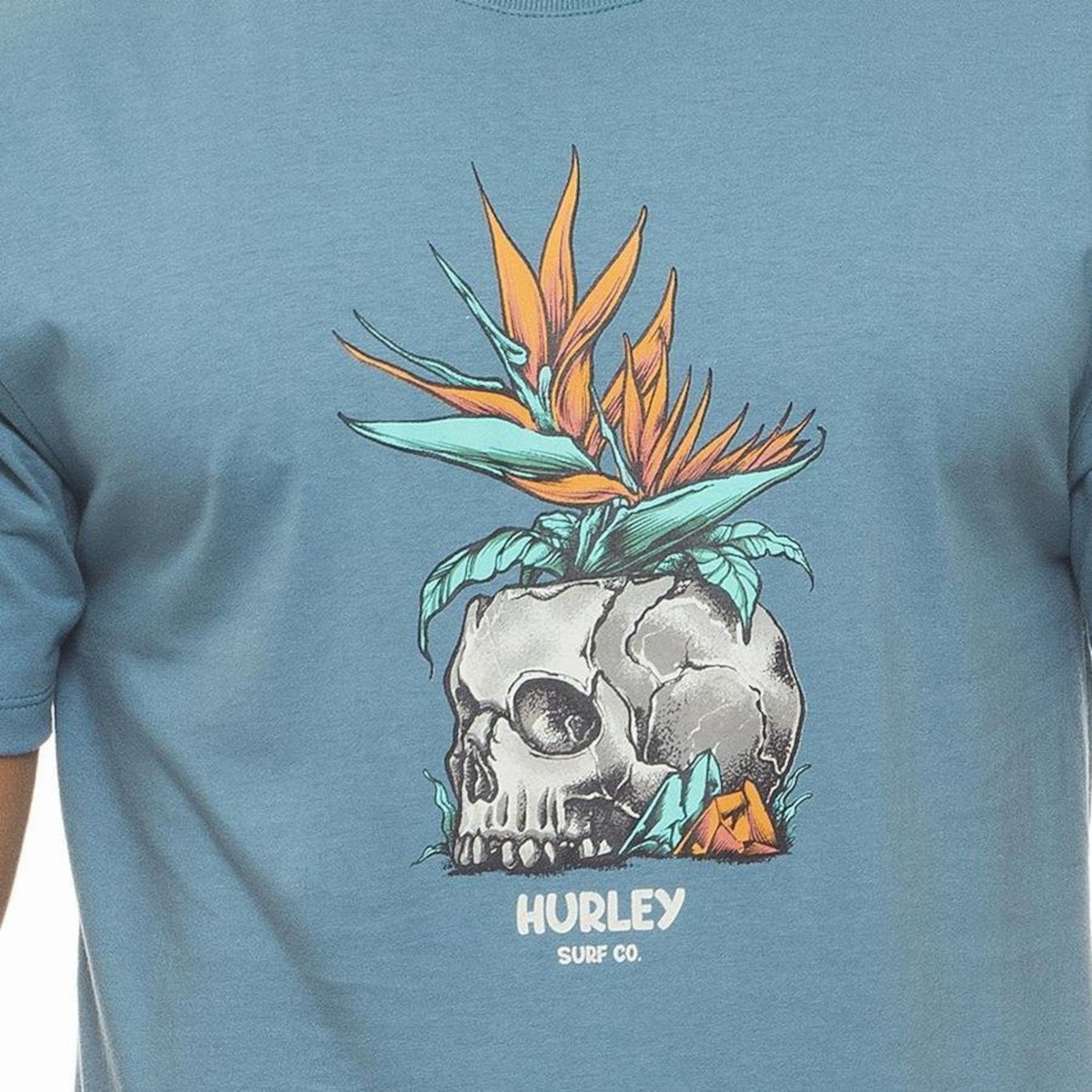 Camiseta Hurley Skull Flower - Masculina - Foto 2