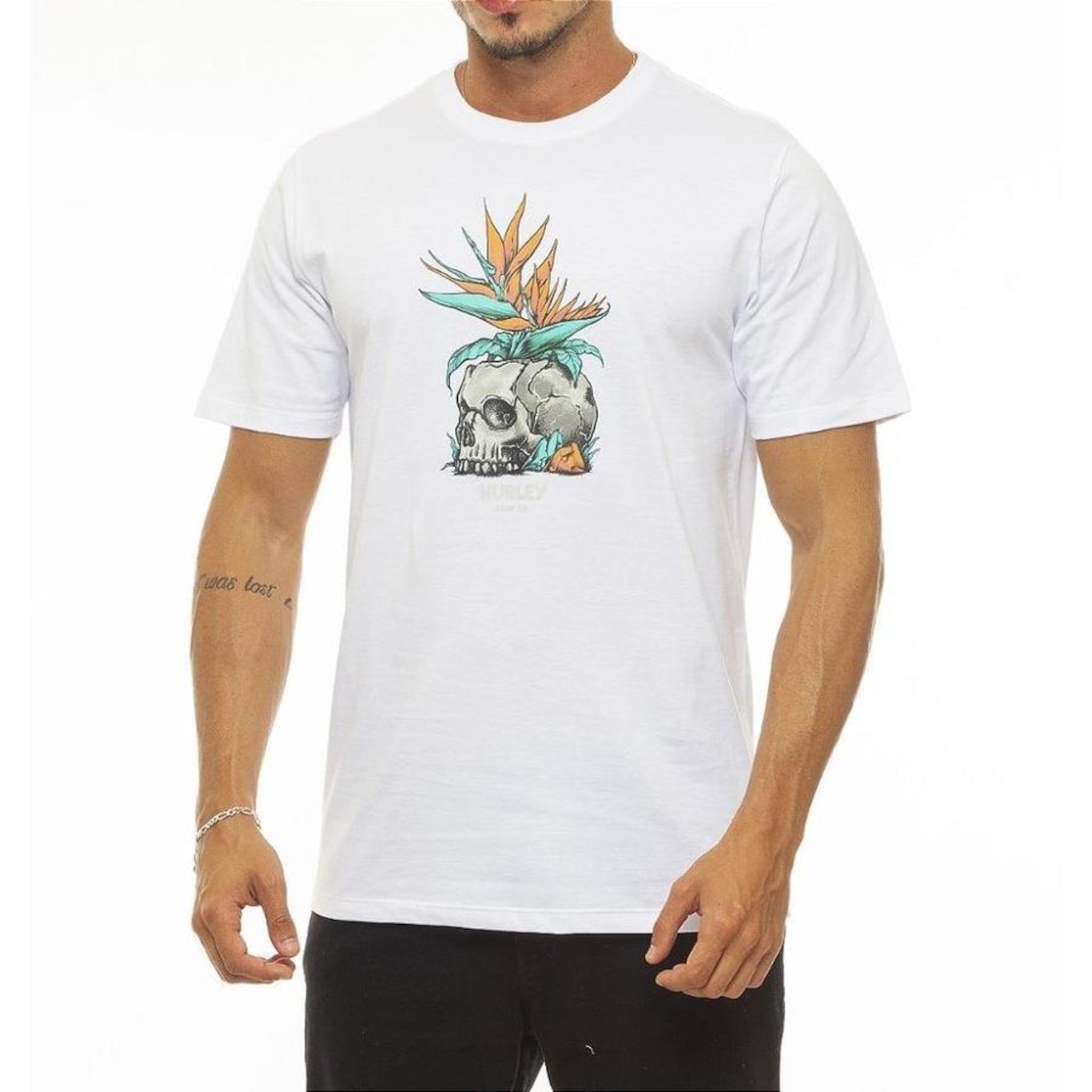 Camiseta Hurley Skull Flower - Masculina - Foto 1