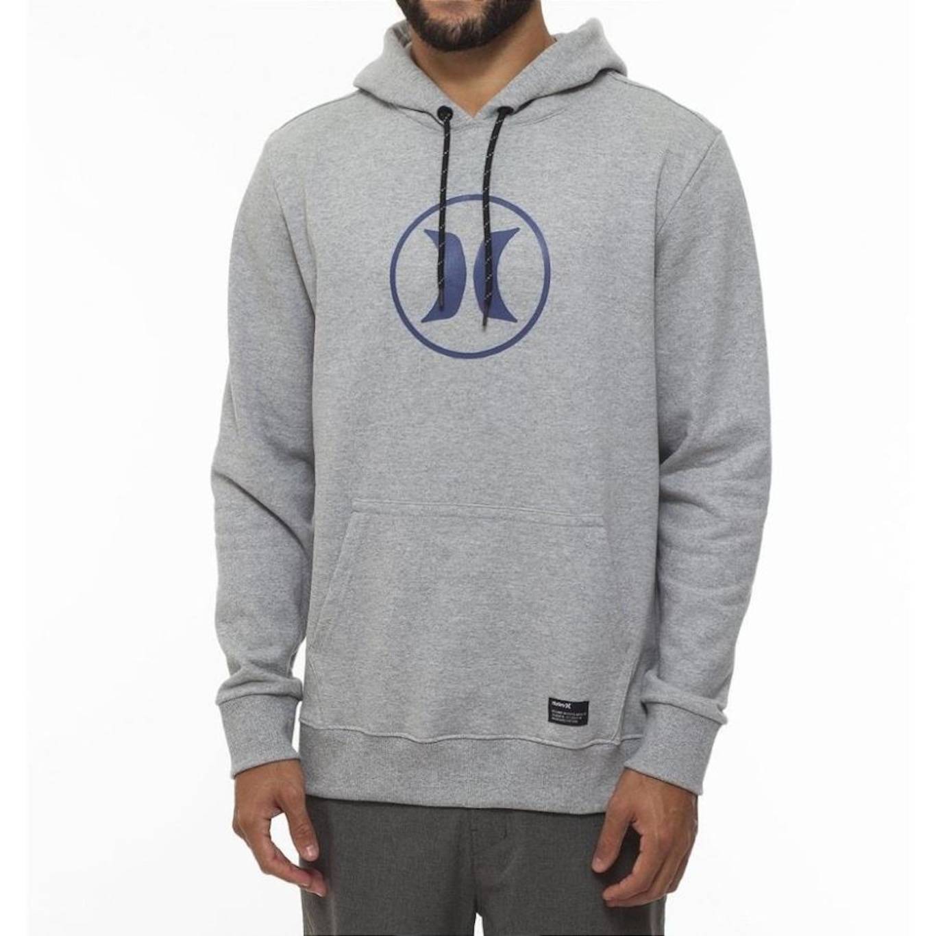 Blusão de Moletom Com Capuz Hurley Canguru Circle Icon Oversize - Masculino - Foto 1