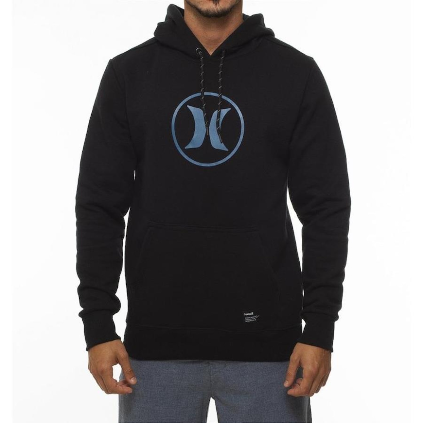 Blusão de Moletom Com Capuz Hurley Canguru Circle Icon Oversize - Masculino - Foto 1