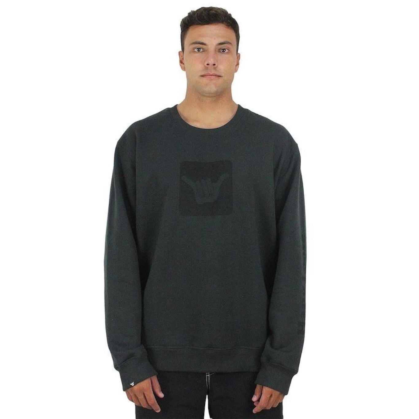 Blusão De Moletom sem Capuz Extra Grande Hang Loose Logo Grey - Masculino - Foto 3