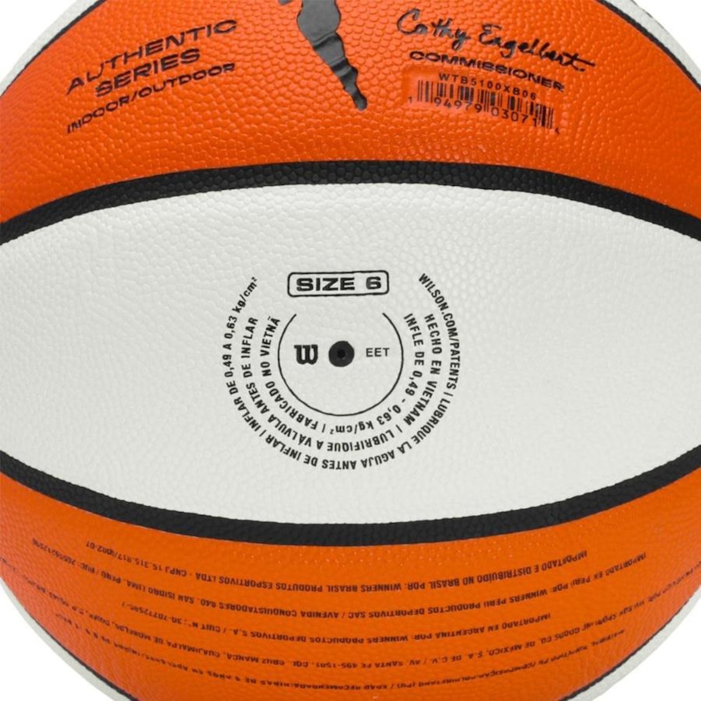 Bola de Basquete Wilson WNBA Authentic Indoor/Outdoor 6 Branco e