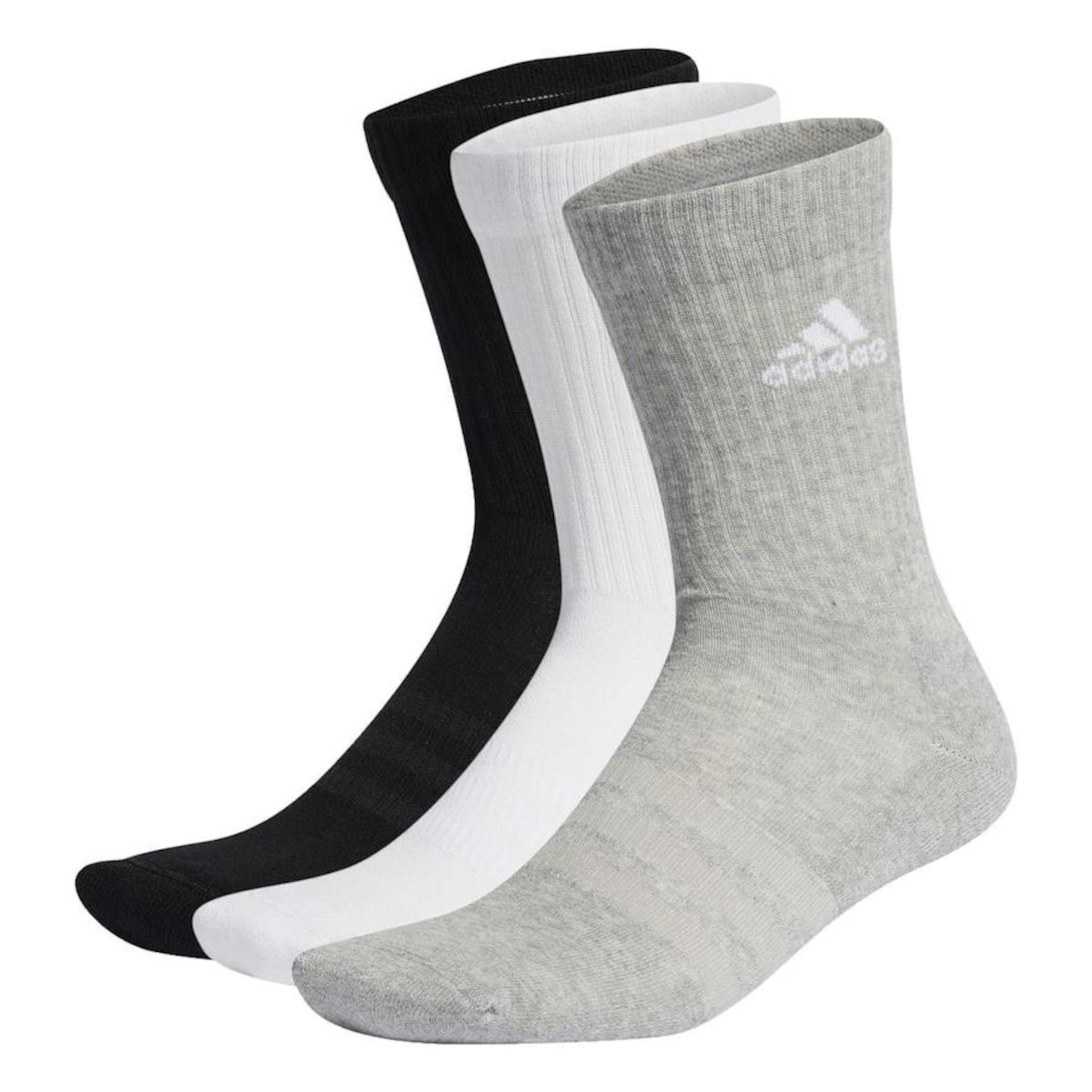 Kit de Meias Cano Alto adidas Cushioned Crew - 3 Pares - Adulto - Foto 1