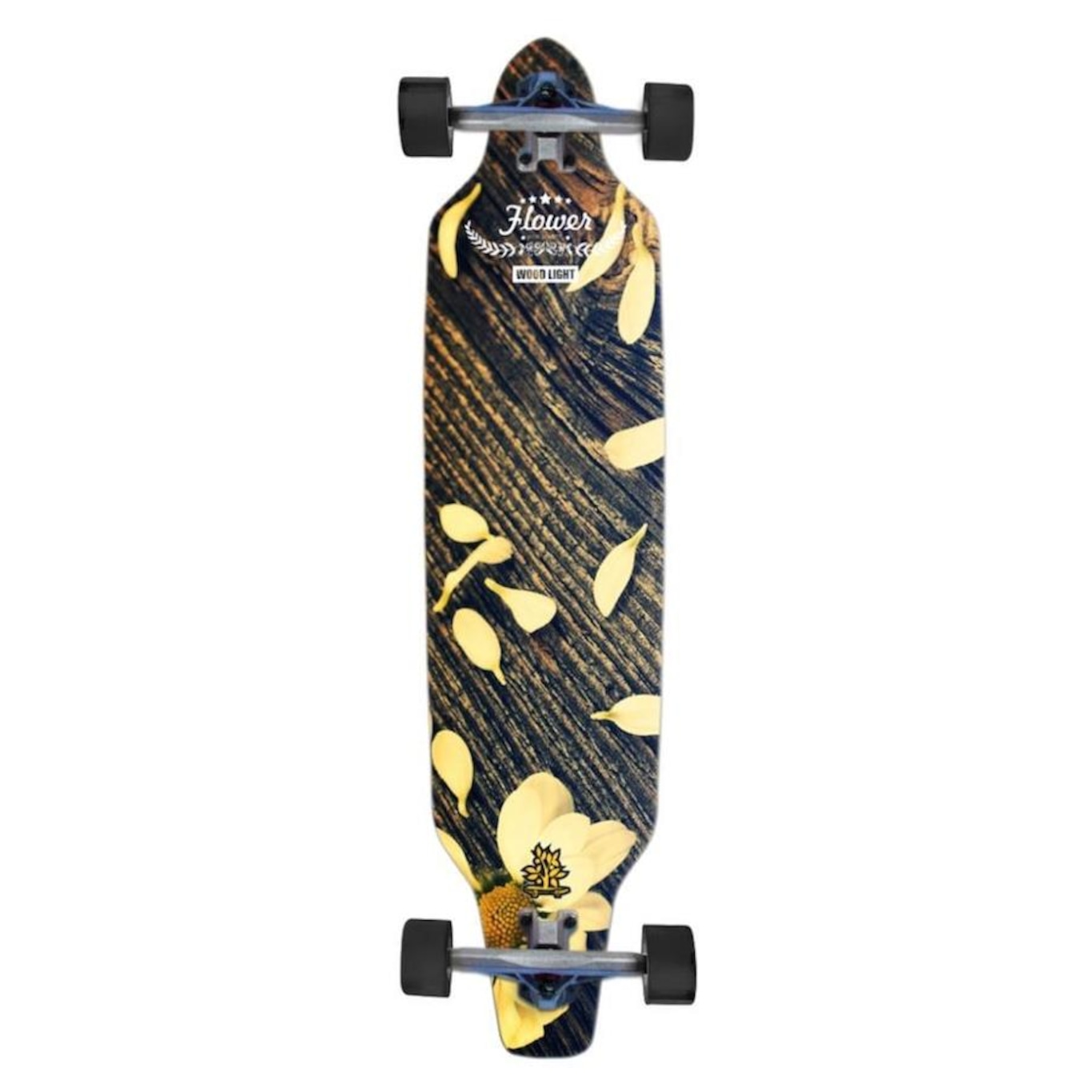 Skate Longboard Wood Light Montado Flower Yellow - Foto 1