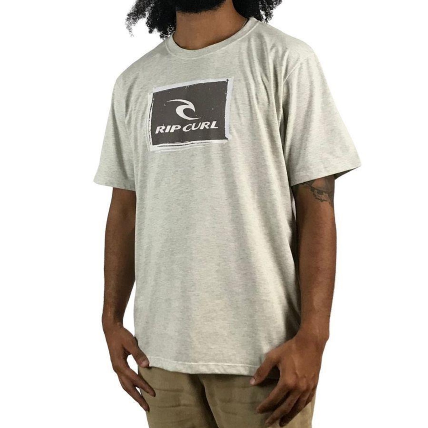 Camiseta Rip Curl Icon Trash Bone Marle - Masculina - Foto 1