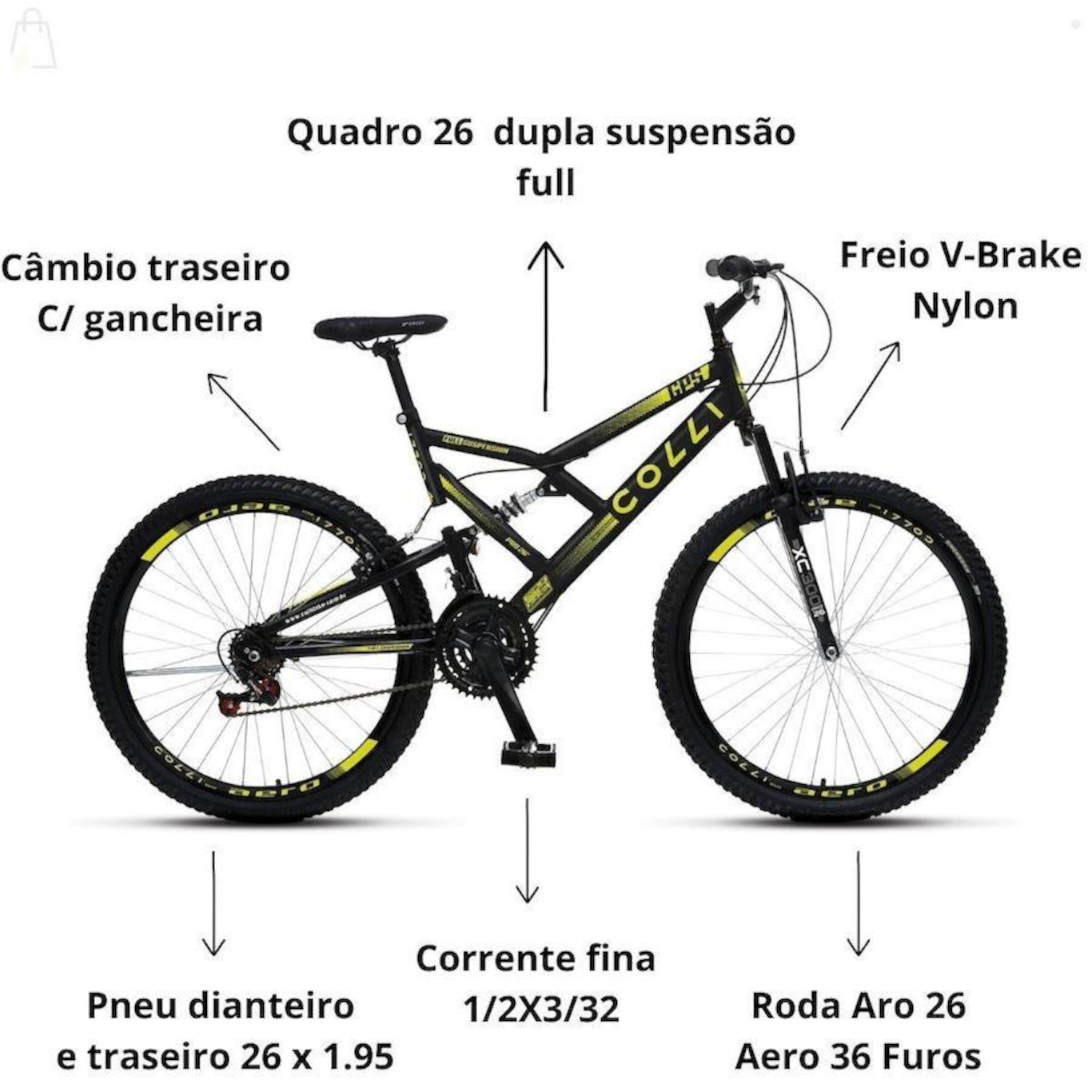 Jogo de Freio de Bicicleta V-Brake Nylon Dianteiro/ Traseiro