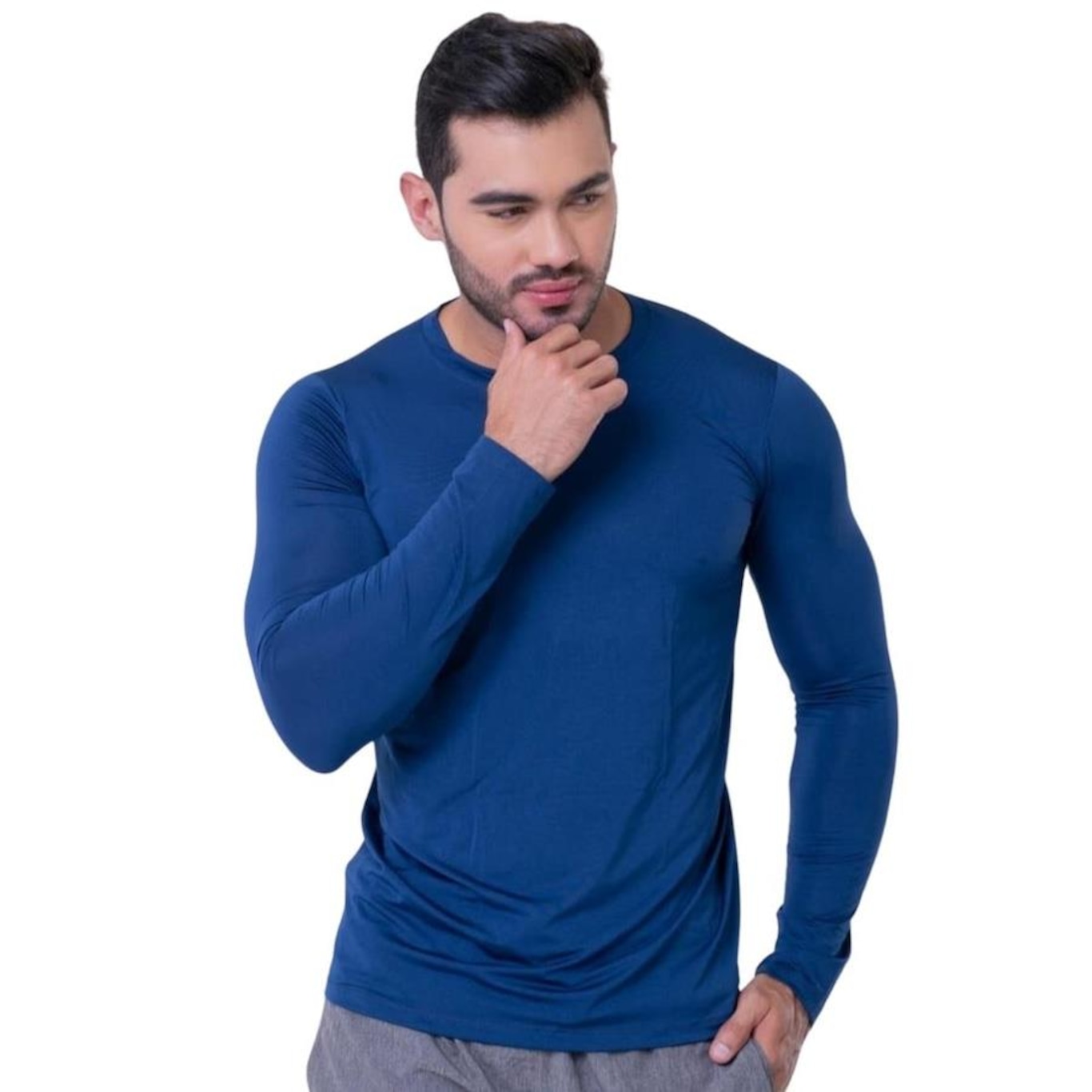 Kit de Camisas Térmica Segunda Pele Performance Moda Manga Longa com Proteção Solar 50+ - 3 Unidades - Masculina - Foto 2