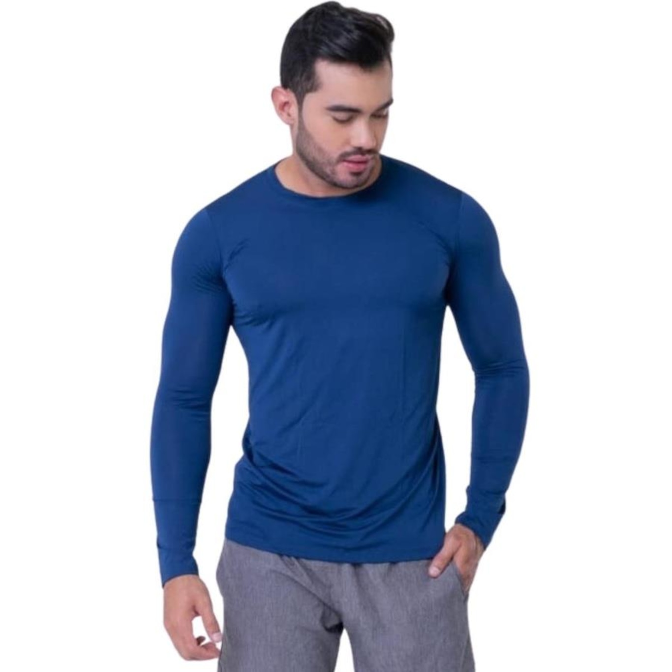 Kit de Camisas Térmica Segunda Pele Performance Moda Manga Longa com Proteção Solar 50+ - 3 Unidades - Masculina - Foto 3