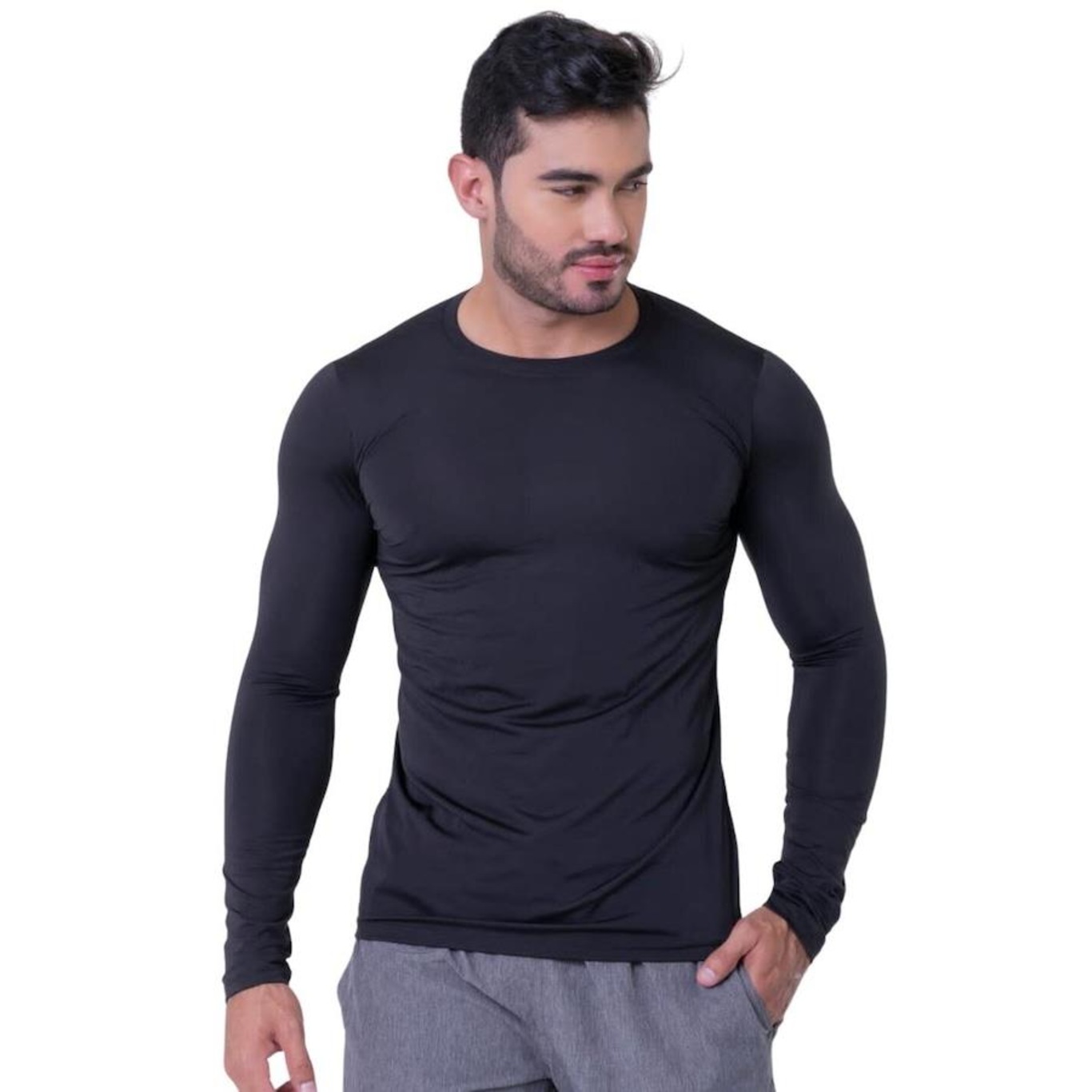 Kit de Camisas Térmica Segunda Pele Performance Moda Manga Longa com Proteção Solar 50+ - 3 Unidades - Masculina - Foto 2