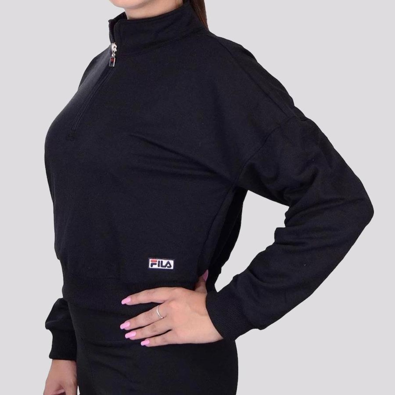 Blusão de Moletom Cropped Fila Basic Classic - Feminino - Foto 2