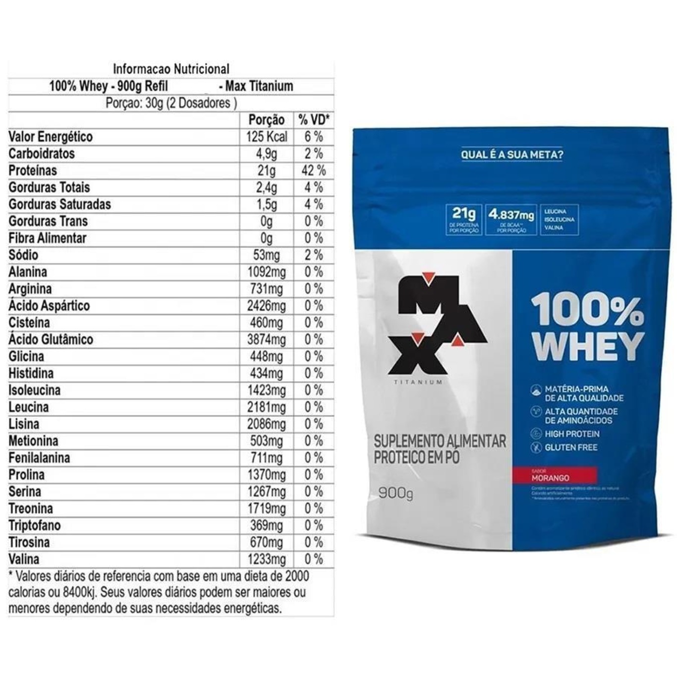 100% WHEY PROTEIN (REFIL-900G) MAX TITANIUM