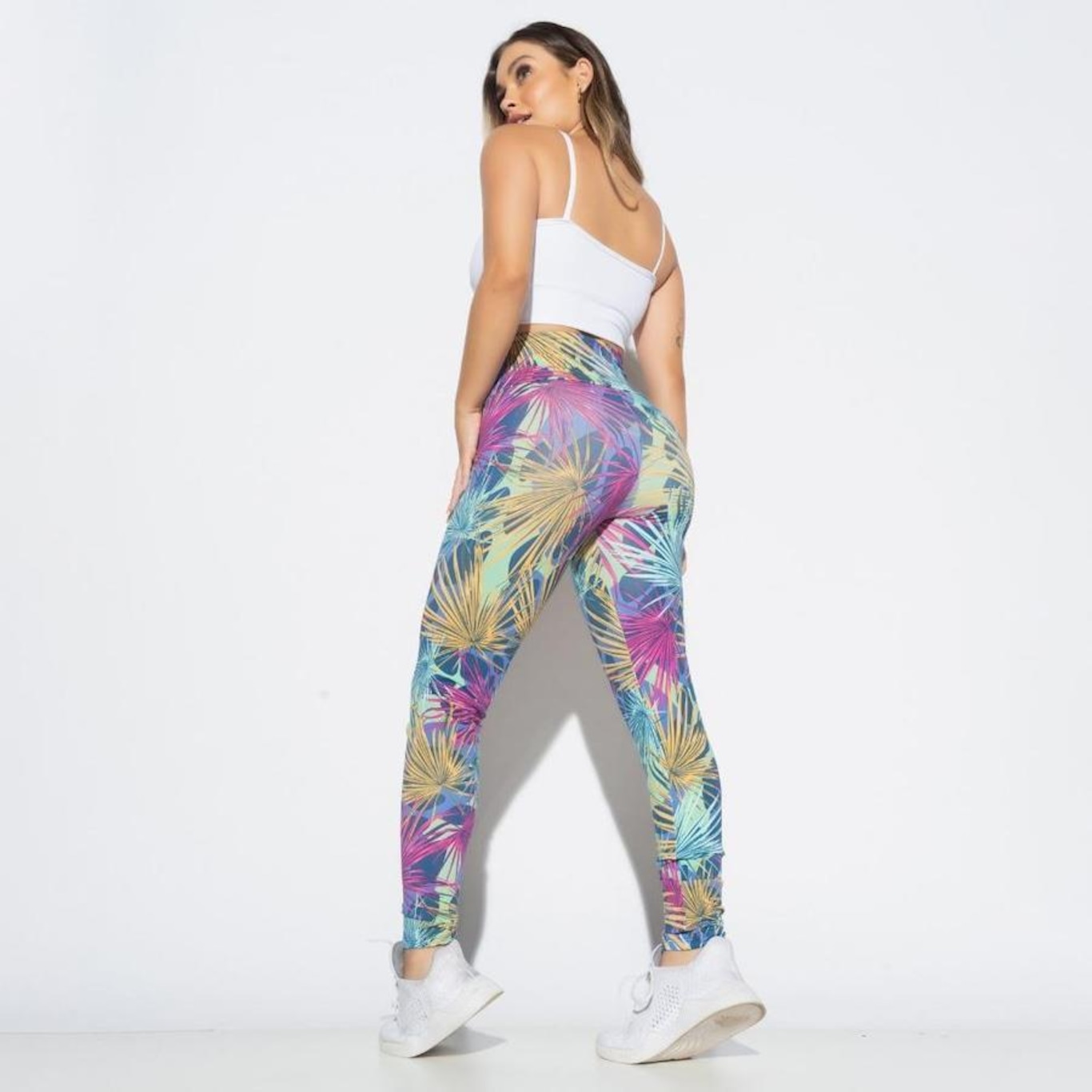 Calça Legging Honey Be Fitness Estampada Folhagem - Feminina - Foto 4