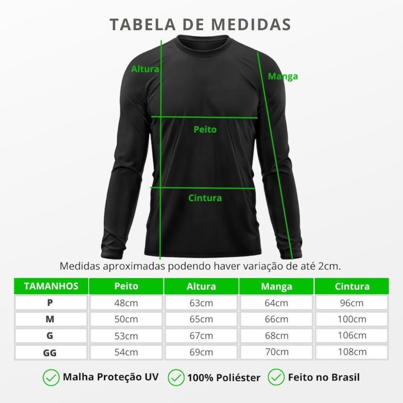 Camiseta Manga Longa Adriben Dry Fit Proteção Solar UV 50/ Treino Academia - Masculina - Foto 3