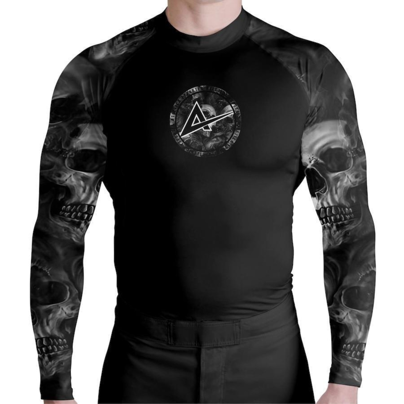 Camisas Rash Guard Camiseta Rash Guard Atlética Esportes Skull All Black - Masculina ...