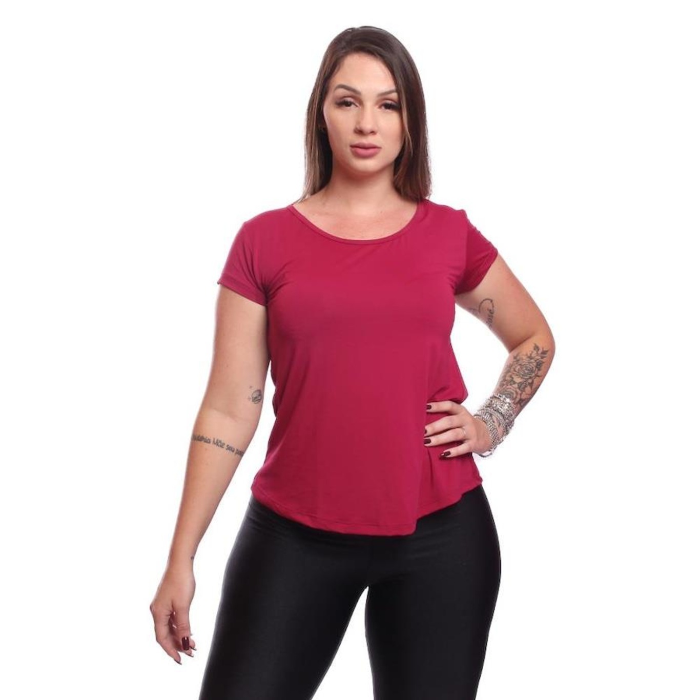 Camiseta Dellas Fit Dry Fit Manga Curta Baby Look Tshirt Básica Lisa Academia Treino Esporte - Feminina - Foto 1