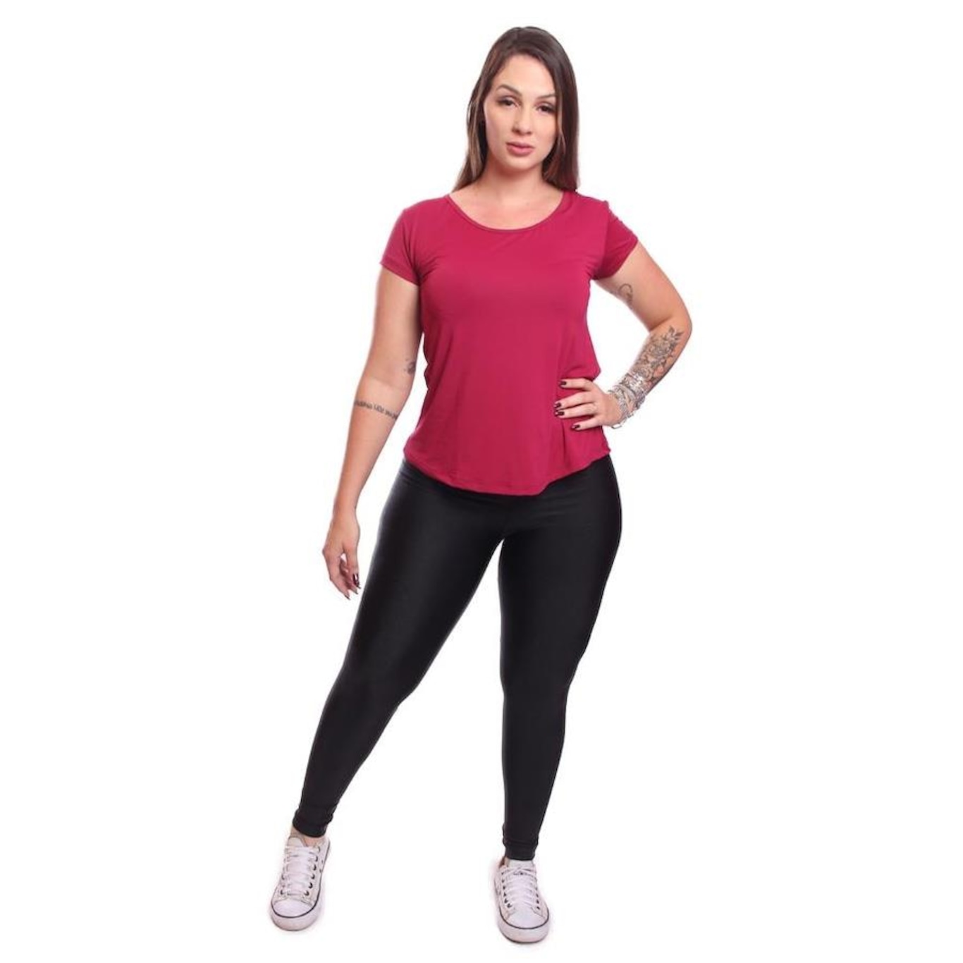 Camiseta Dellas Fit Dry Fit Manga Curta Baby Look Tshirt Básica Lisa Academia Treino Esporte - Feminina - Foto 3