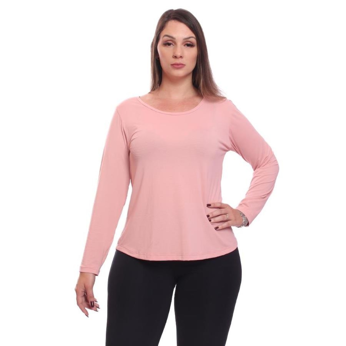 Camiseta Dellas Fit Manga Longa Dry Fit Básica Lisa Blusa Academia Treino Esporte - Feminina - Foto 1