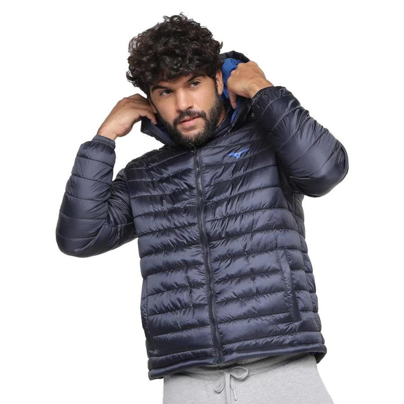 Jaqueta com Capuz Mizuno Puffer - Masculina - Foto 3