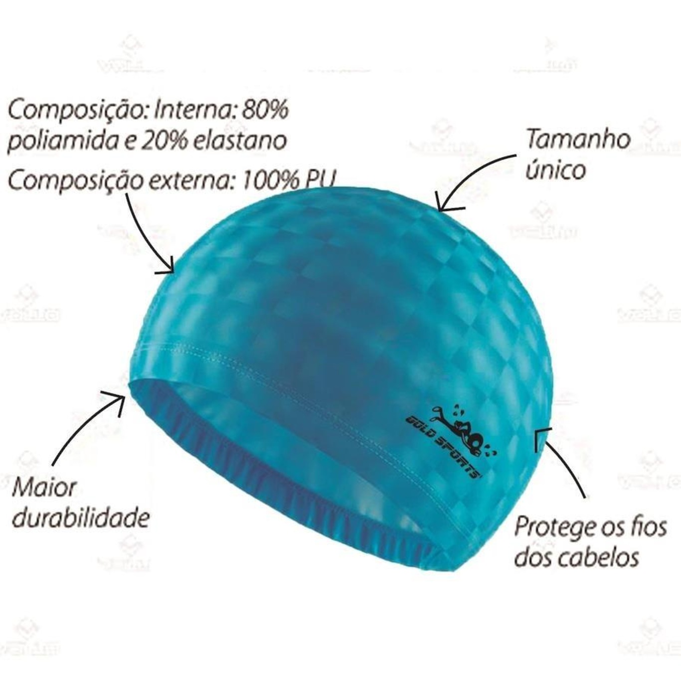 Touca de Natação Gold Sports 3D - Adulto - Foto 3