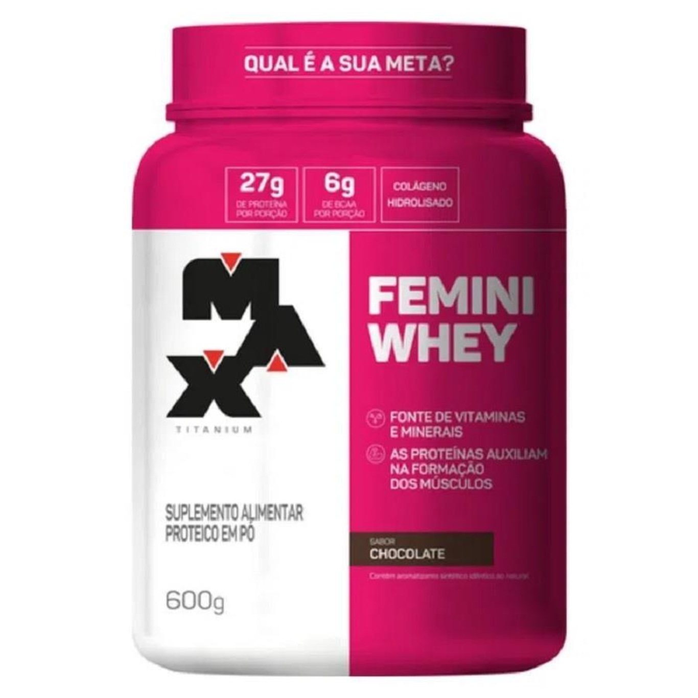 Whey Protein Femini Whey Max Titanium 600g Chocolate - Foto 3