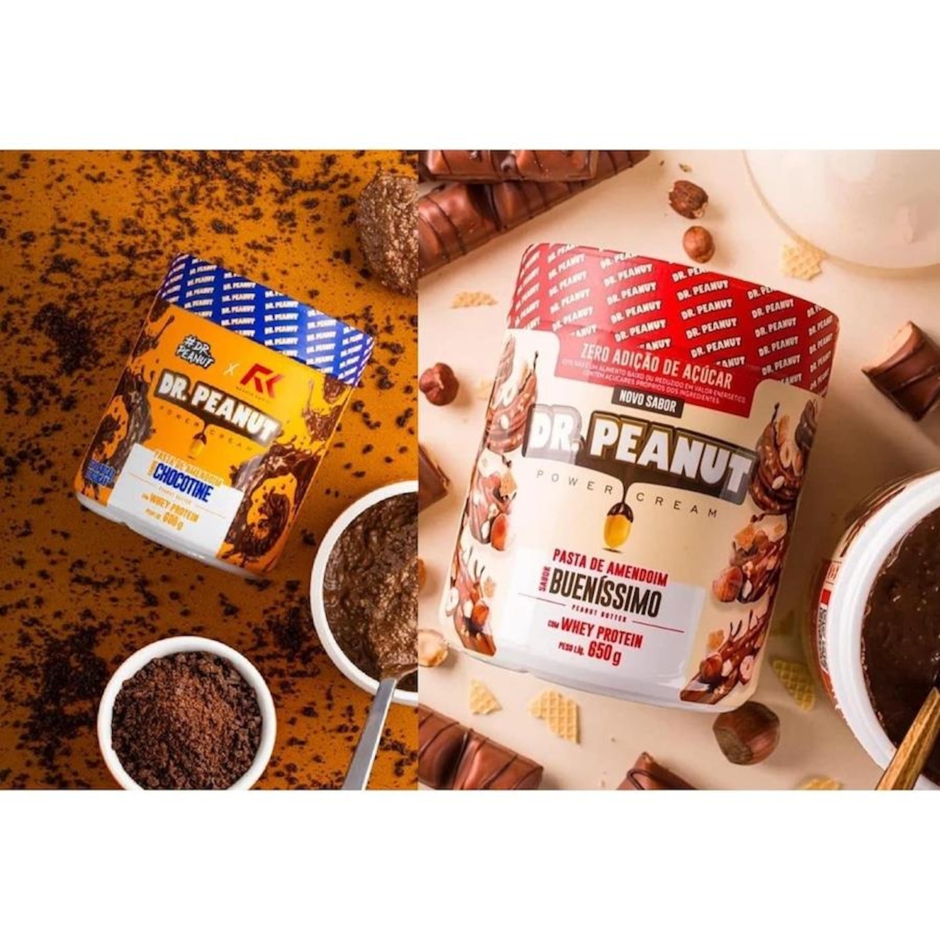 kit Pastas de Amendoim Dr.Peanut - Chocotine+Bueníssimo - 600g - 4 Unidades  + Galão Cristal Max Titanium - 1,5 Litros