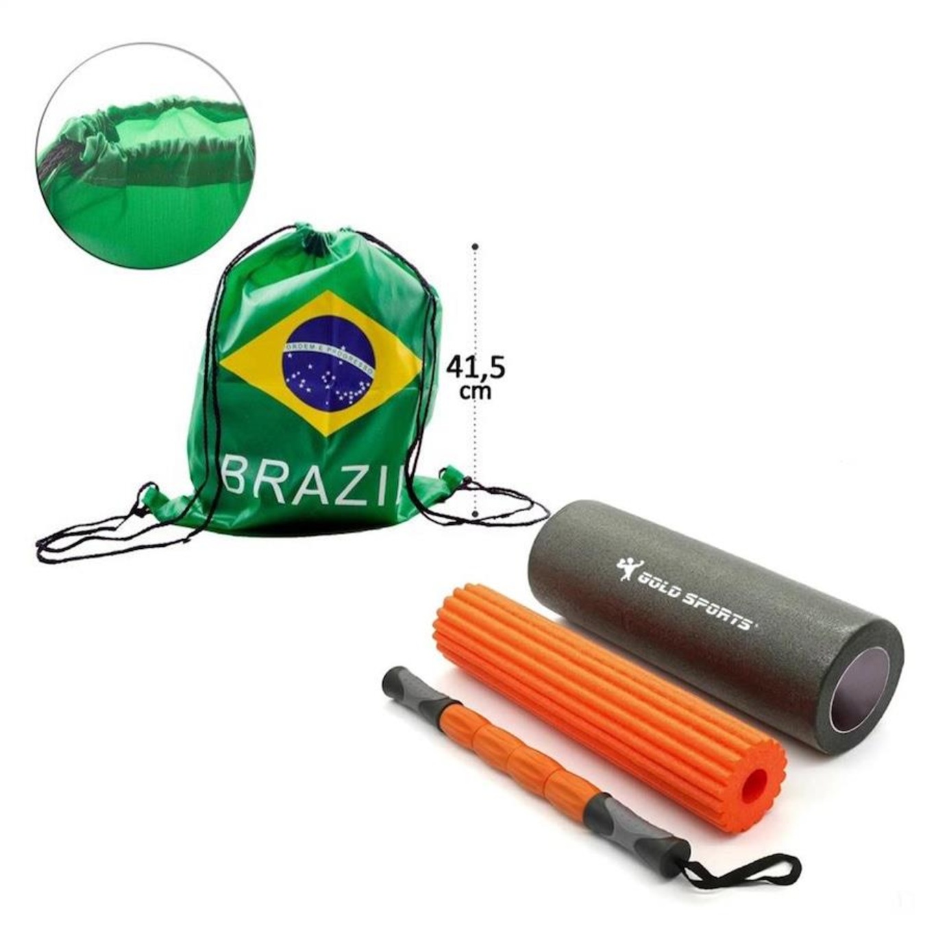 Rolo de Liberação Miofacial Foam Gold Sports Power Roller Pro - 3 em 1 + Gym Sack Brasil - Foto 1