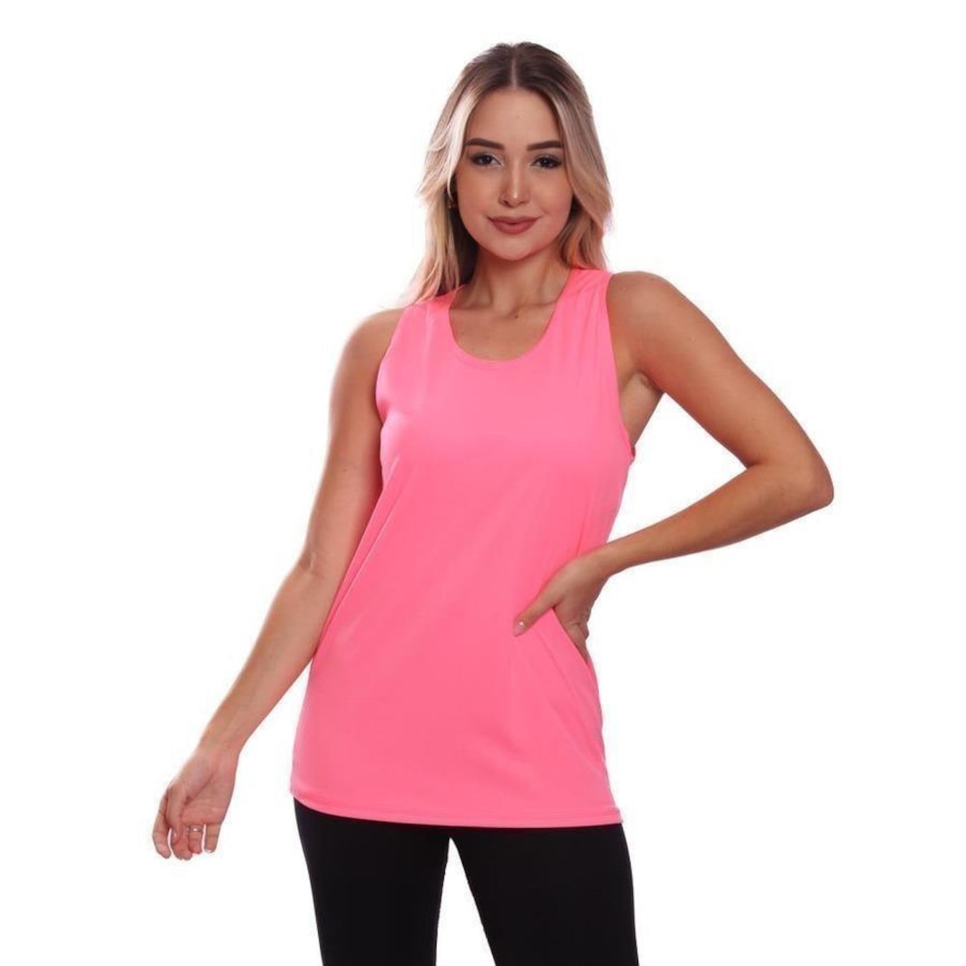 Camiseta Regata Whats Wear Dry Fit Lisa Básica Proteção Solar UV - Feminina - Foto 1