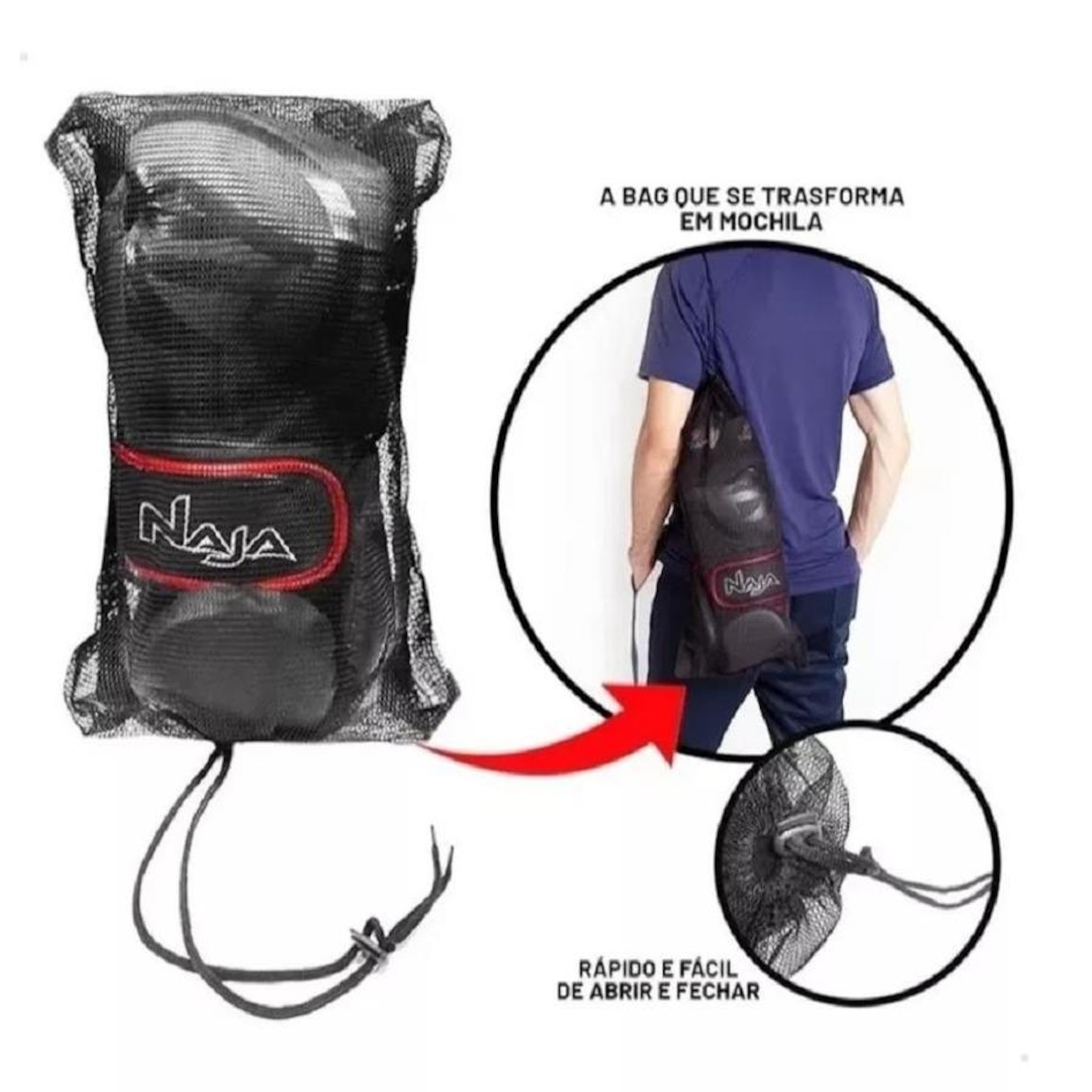 Kit de Boxe Naja: Bandagem + Protetor Bucal + Luvas de Boxe Black - 16 OZ - Adulto - Foto 6