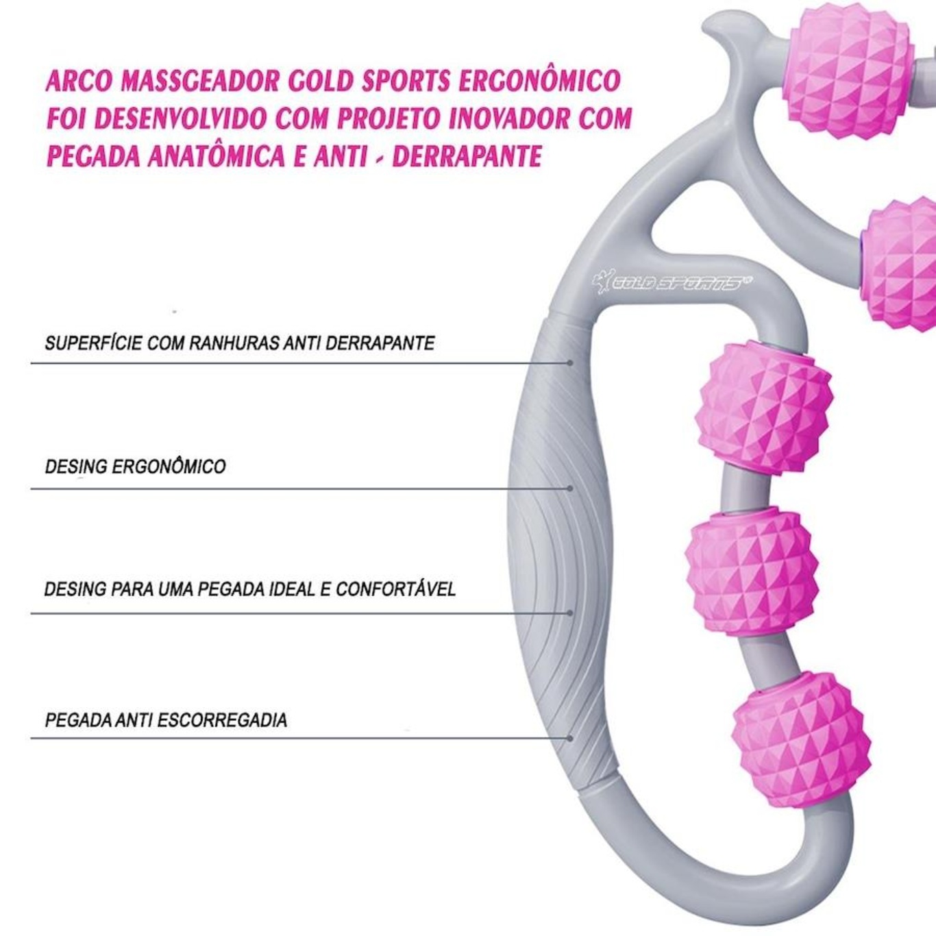 Arco Massageador Muscular Gold Sports Diamond Relaxante - Telescópico para Celulite - Foto 3