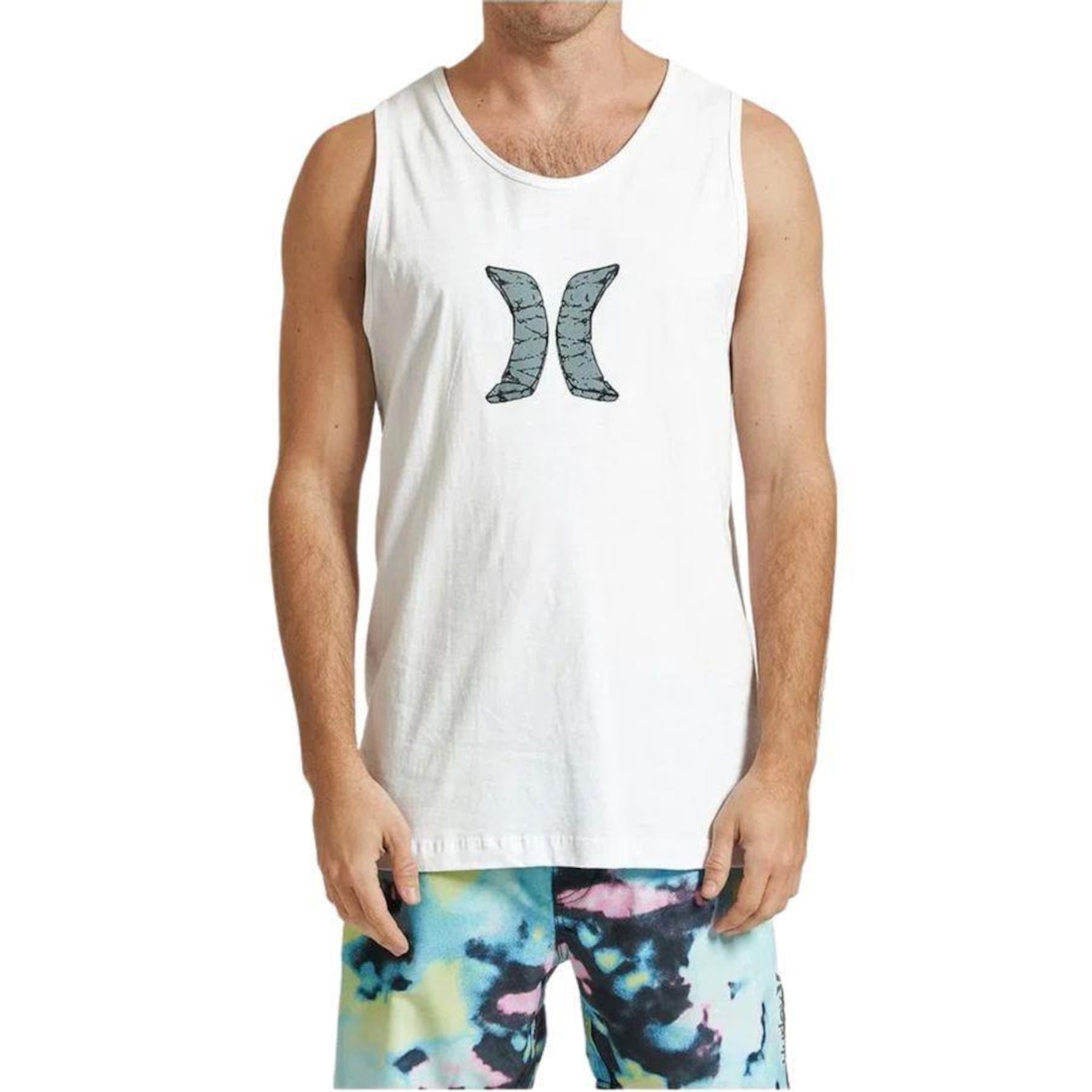 Regata Hurley Tamanho Grande Hard Icon Branco - Masculina - Foto 1