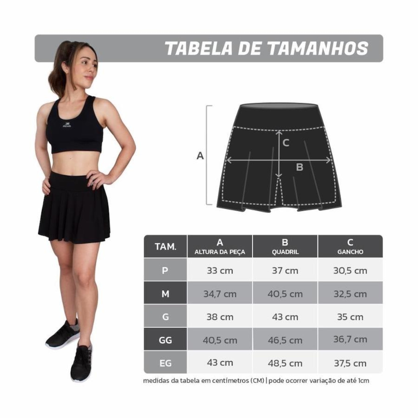 Short Saia Basic Muvin Fitness Treino Academia - Feminino - Foto 3