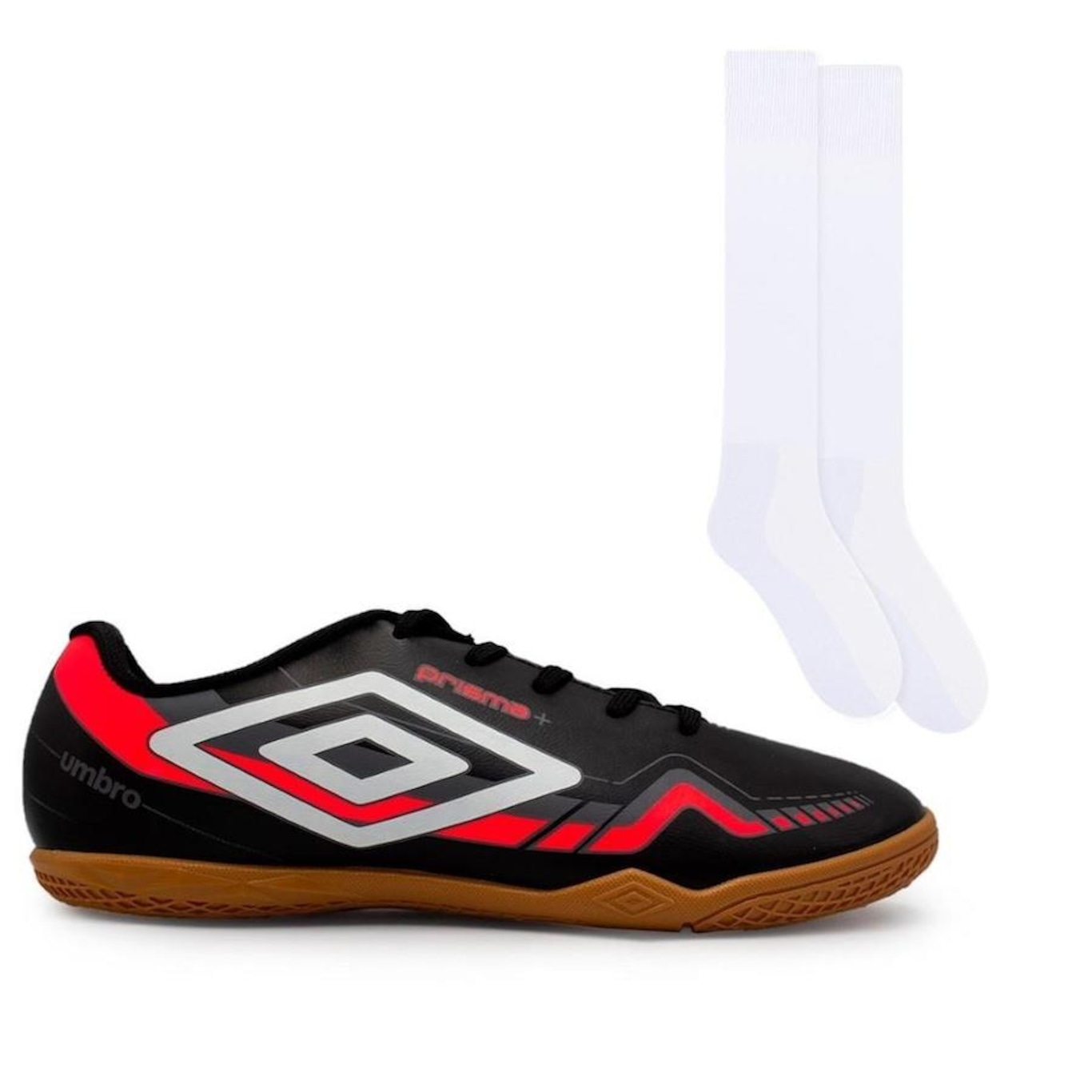 Kit Chuteira Futsal Umbro Prisma + Meião Color Sports de Futebol - Adulto - Foto 1