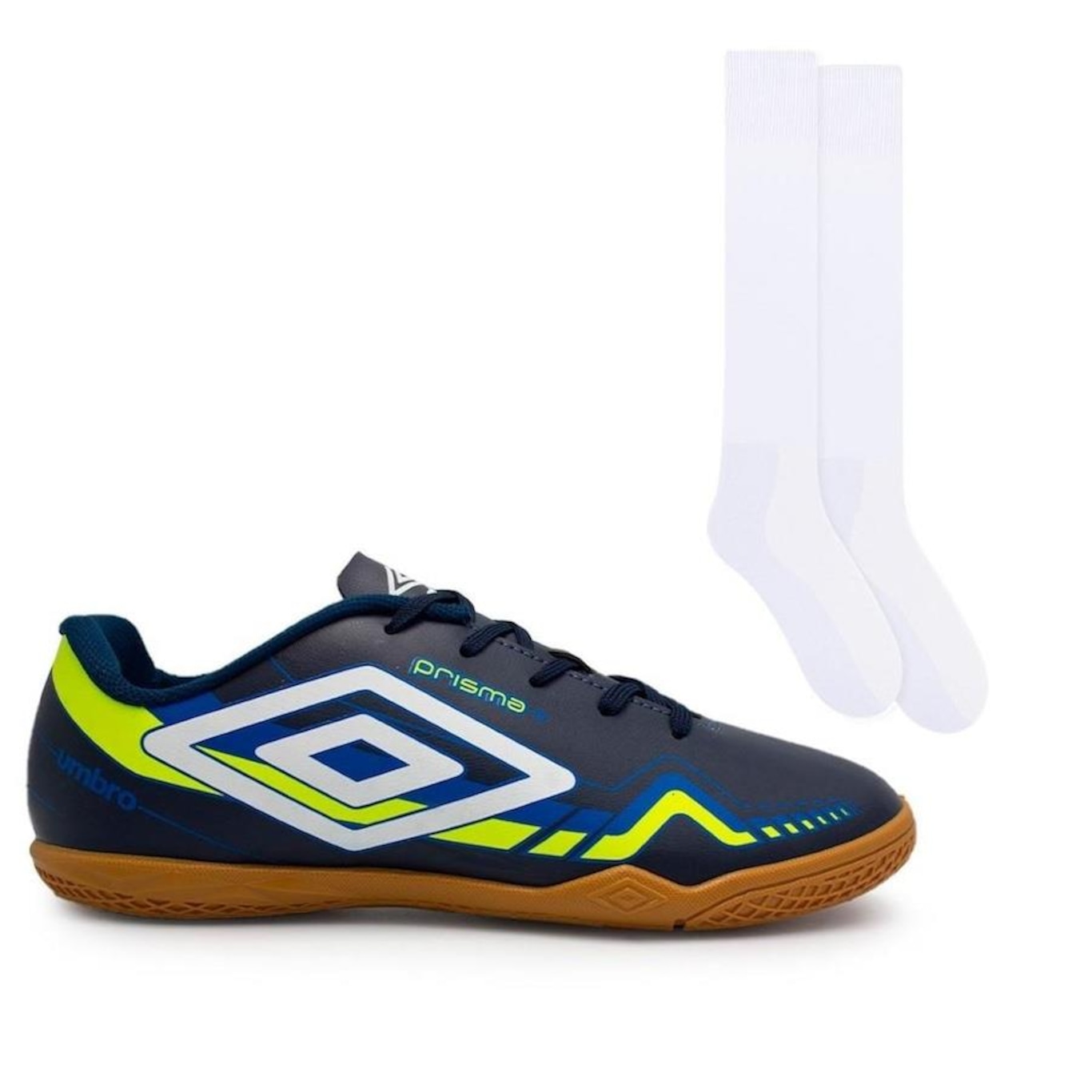 Kit Chuteira Futsal Umbro Prisma + Meião Color Sports de Futebol - Adulto - Foto 1