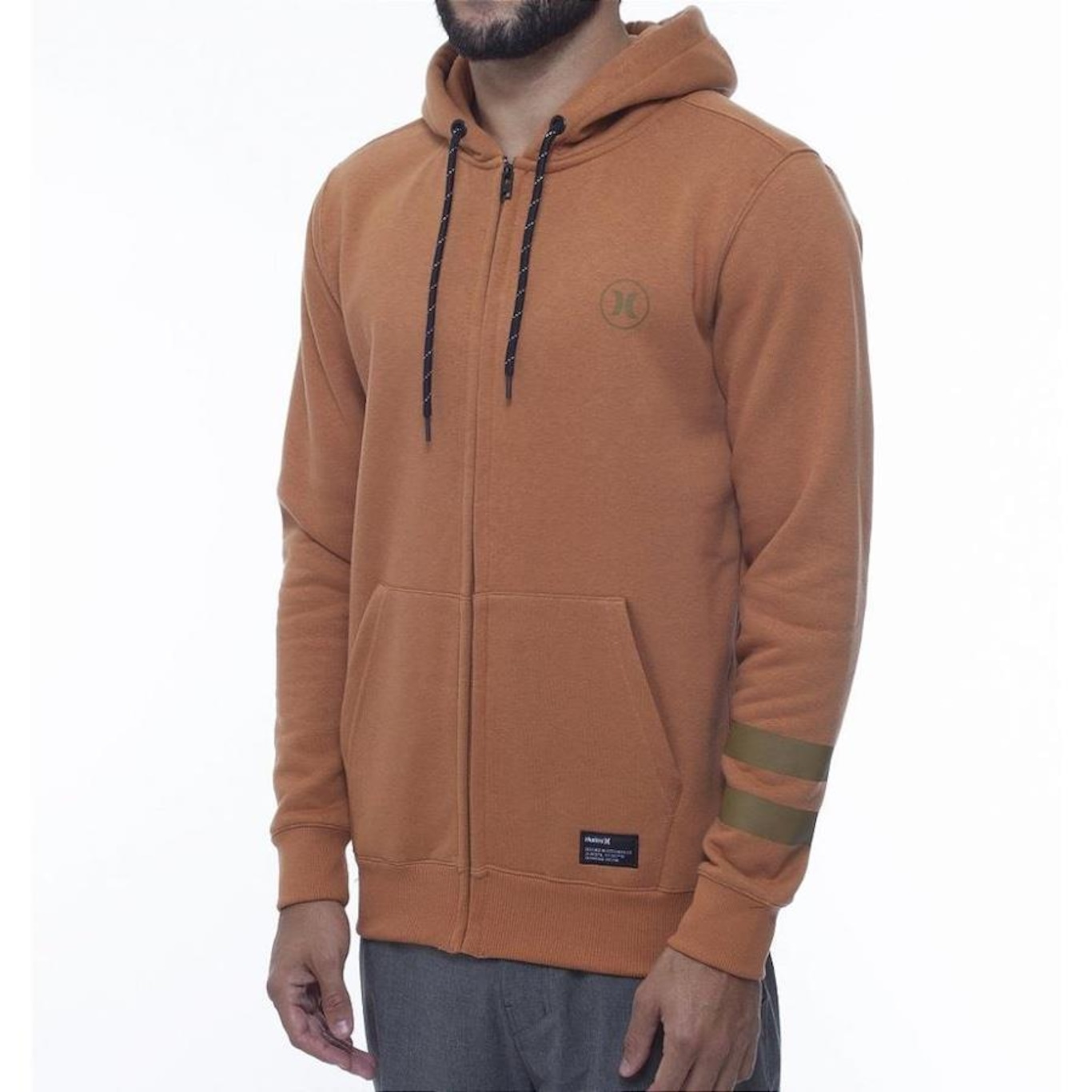 Blusão de Moletom com Capuz Hurley Aberto Circle Icon Bp - Masculino - Foto 1