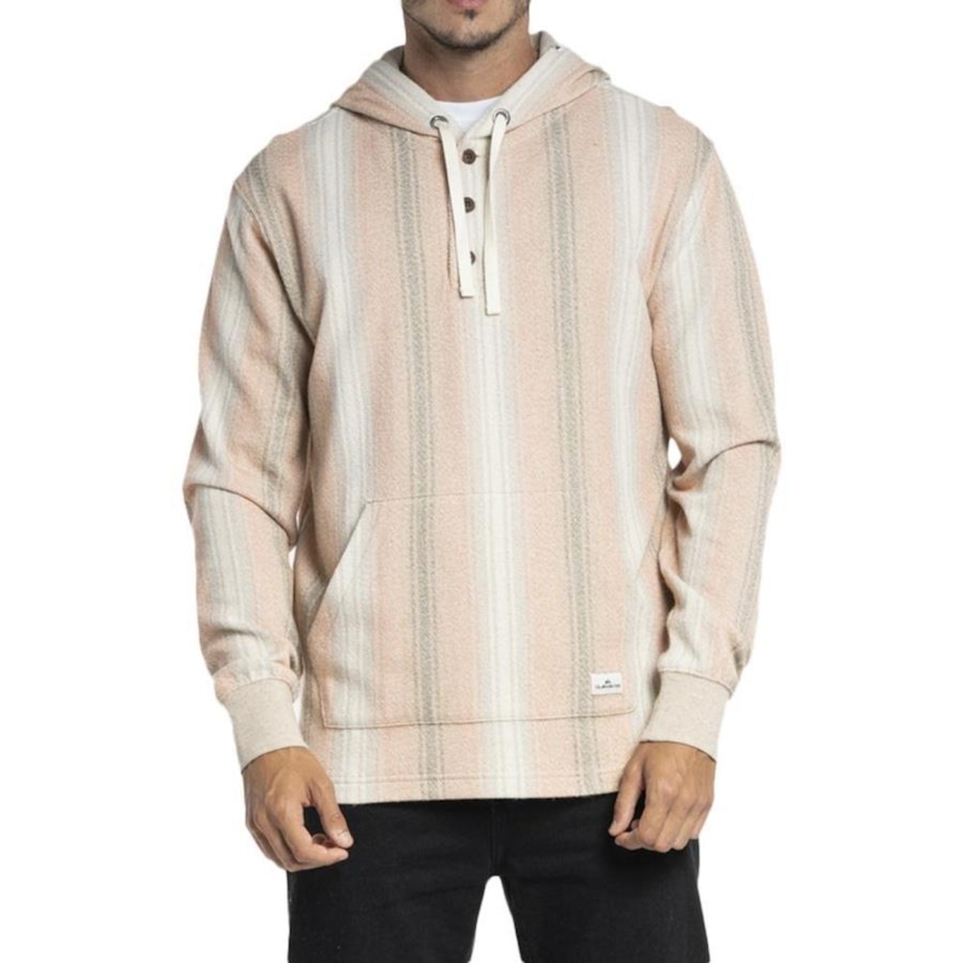 Blusão de Moletom com Capuz Quiksilver Canguru Baja Henley - Masculino - Foto 1