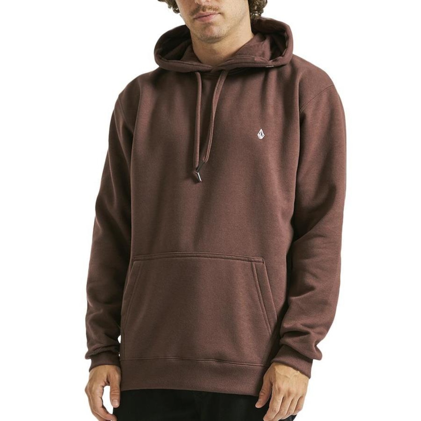 Blusão de Moletom com Capuz Volcom Canguru Single Stone - Masculino - Foto 1