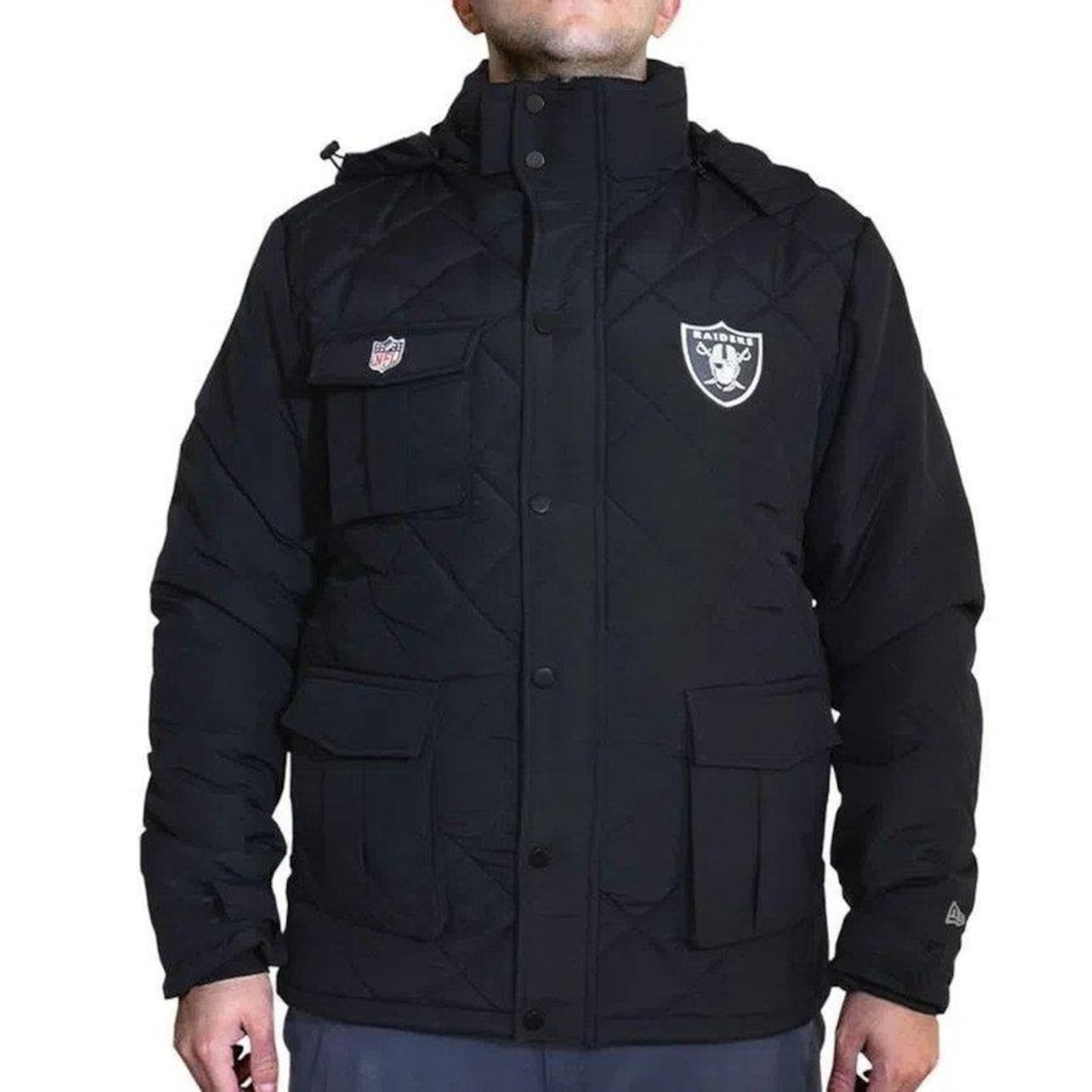 Jaqueta com Capuz New Era Puffer NFL Las Vegas Raiders Sky Style - Masculina - Foto 1