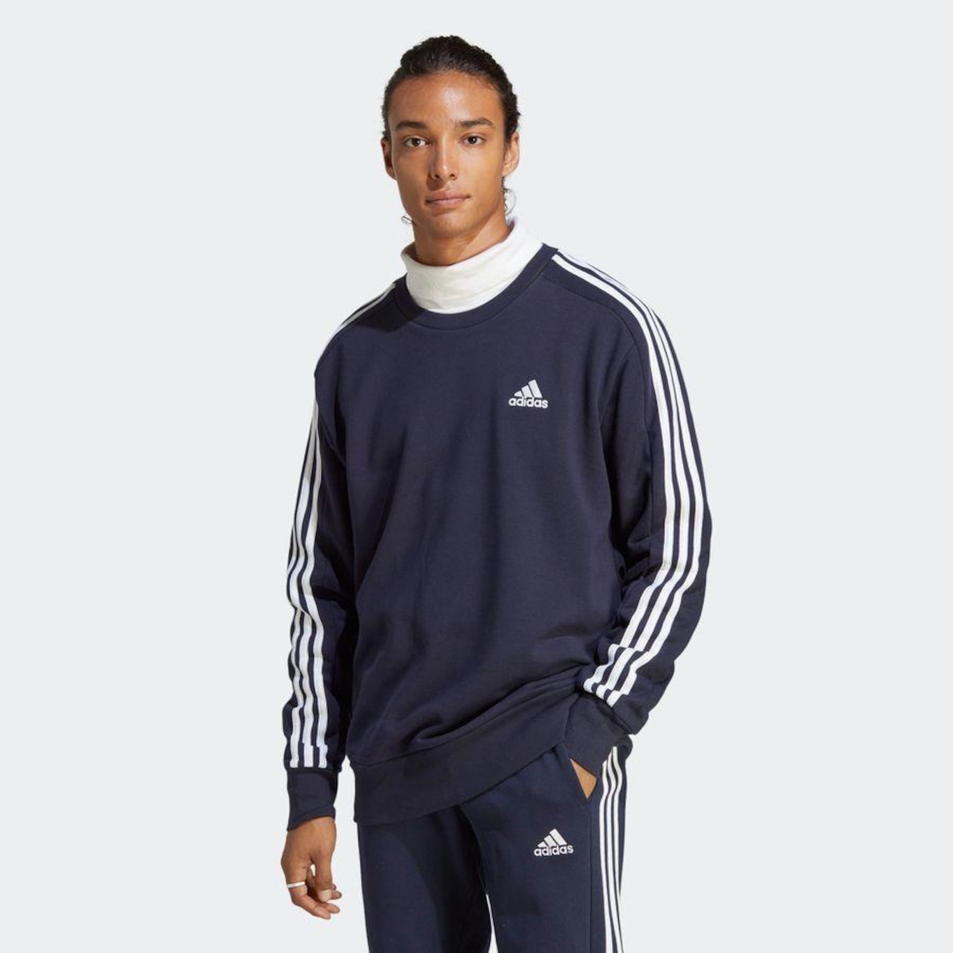 Blusão de Moletinho sem Capuz adidas Essentials 3-Stripes - Masculina - Foto 2