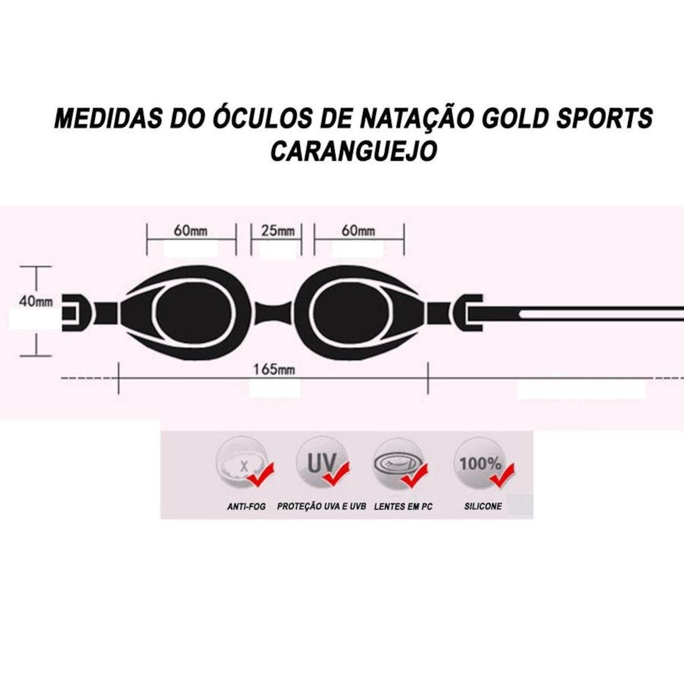 Óculos de Natação Gold Sports Little Caranguejo - Infantil - Foto 2