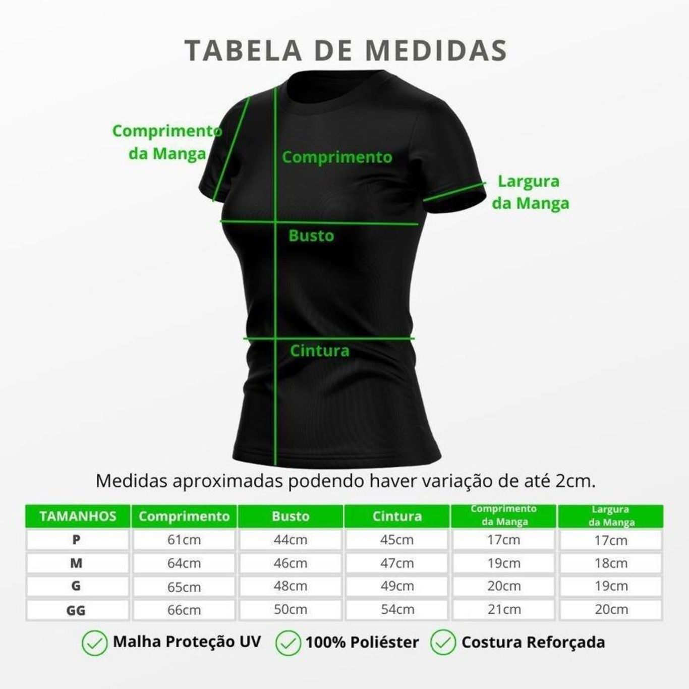 Kit de Camisas Térmica Adriben Dry Fit com Proteção Solar Uv - 8 Unidades - Feminina - Foto 2