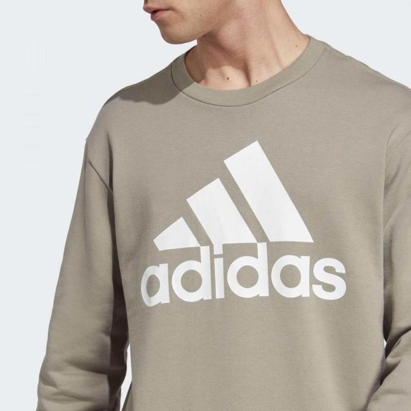 Blusão de Moletom adidas Logo Sem Capuz - Masculino - Foto 4