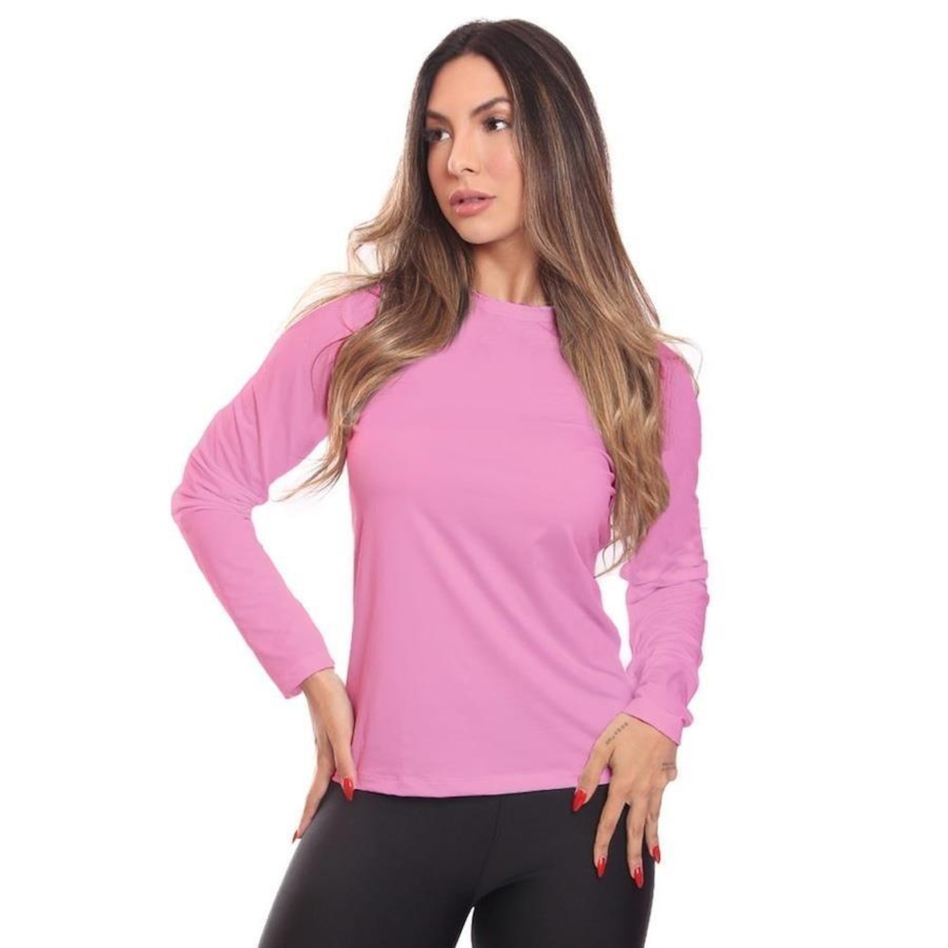 Kit de Camisas Térmica Adriben Manga Longa Dry Fit com Proteção Solar - 8 Unidades - Feminina - Foto 2